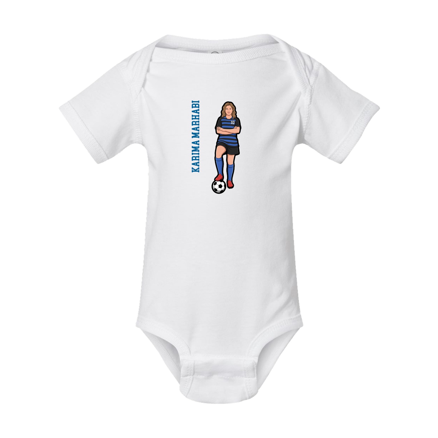 Baby Onesie — Name Vertical in White