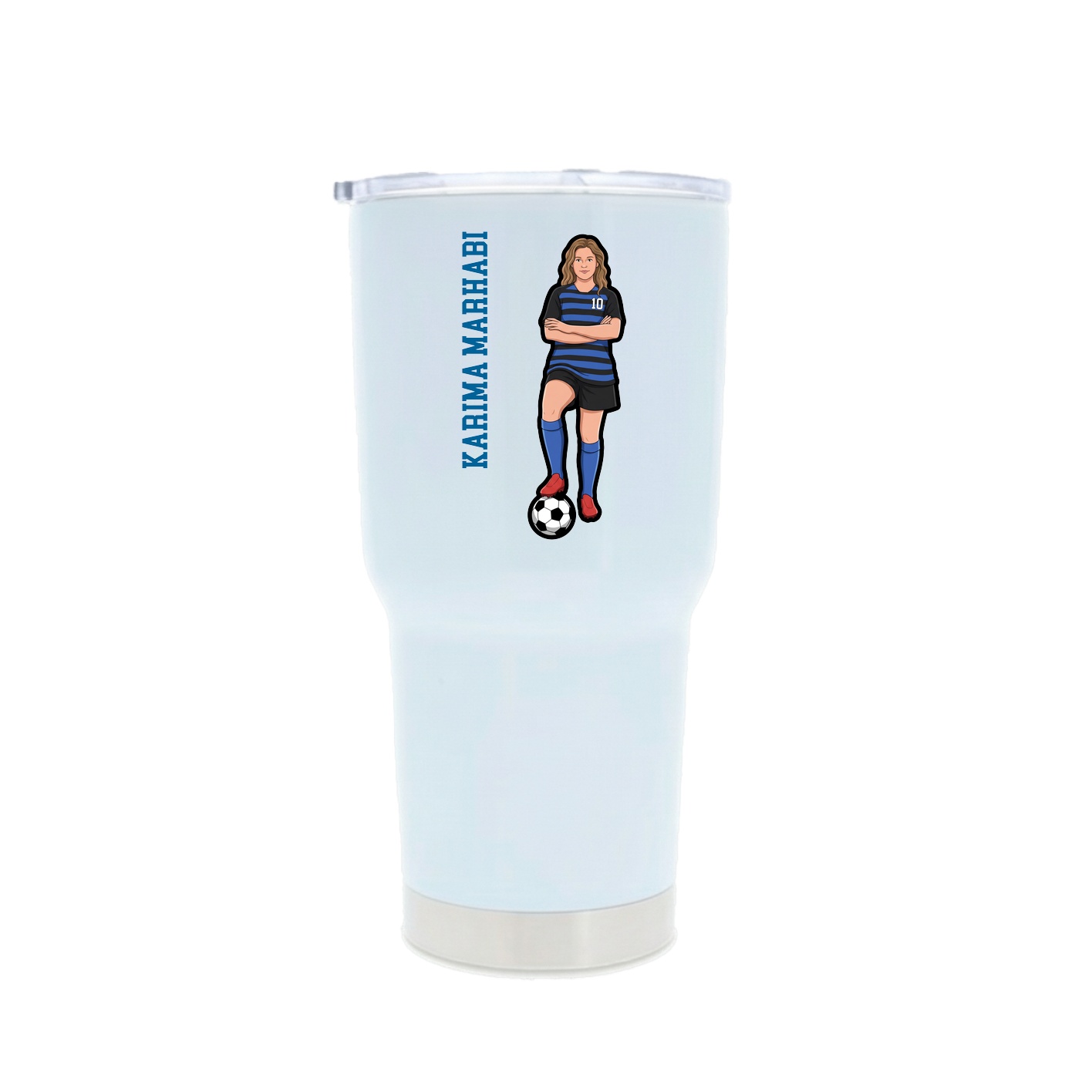 30oz Stainless Steel Tumbler — Name Vertical in White