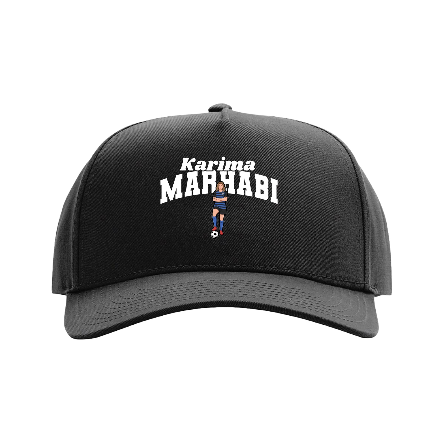 Full Fabric Five-Panel Champ Cap — Signature Arch in Black