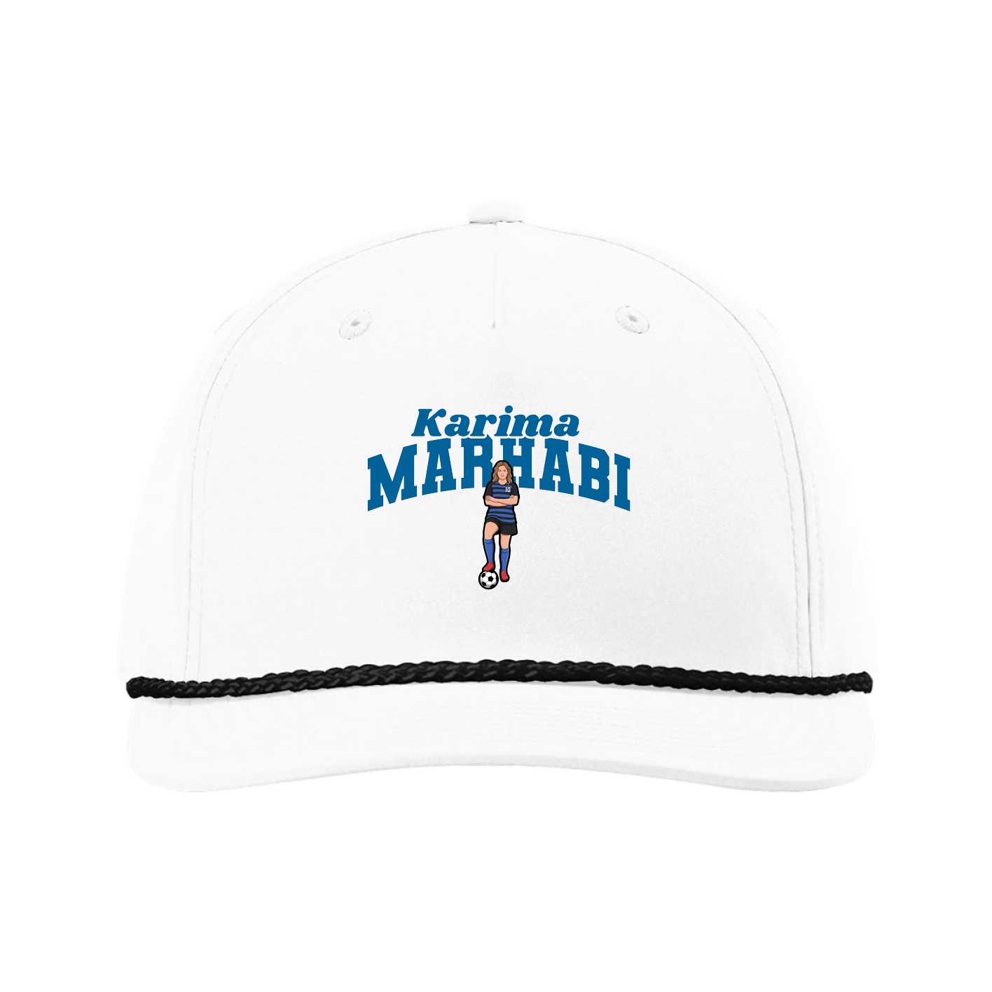 Five-Panel Classic Rope Cap — Signature Arch in White