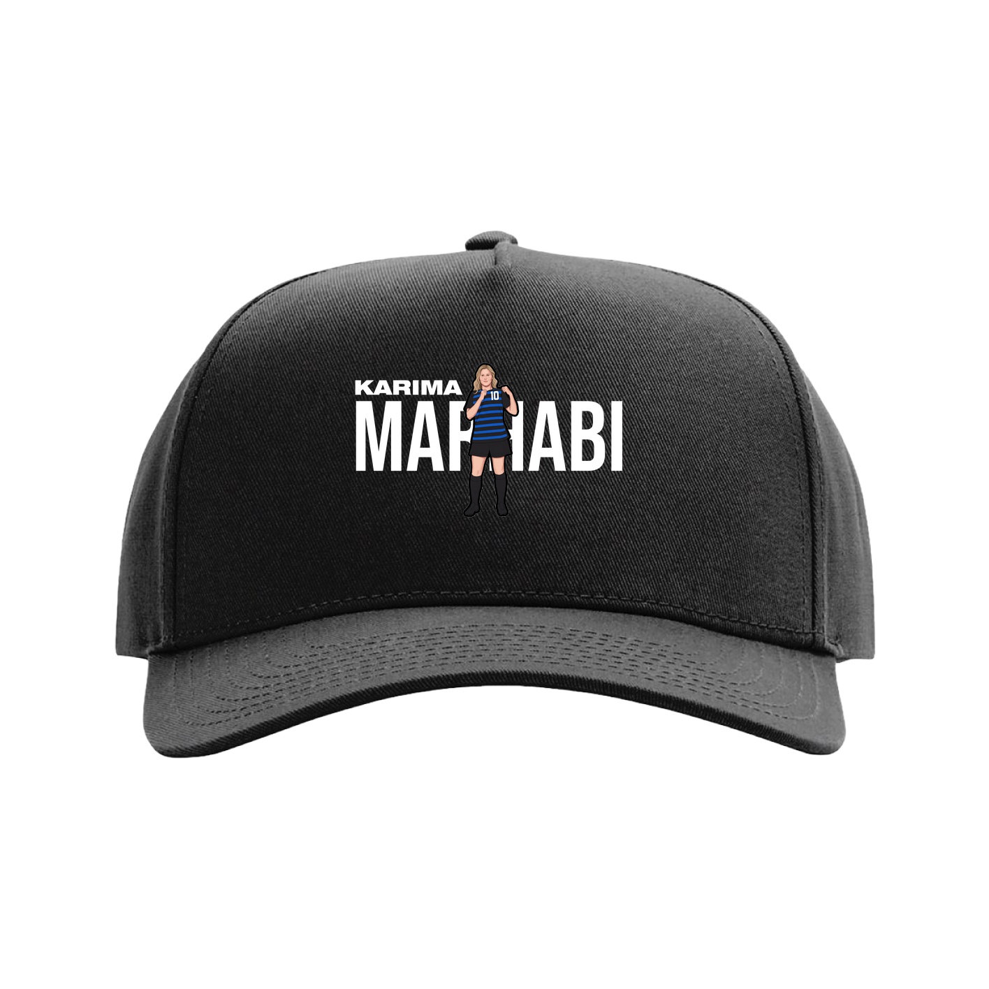 Full Fabric Five-Panel Champ Cap — Player Name in Black