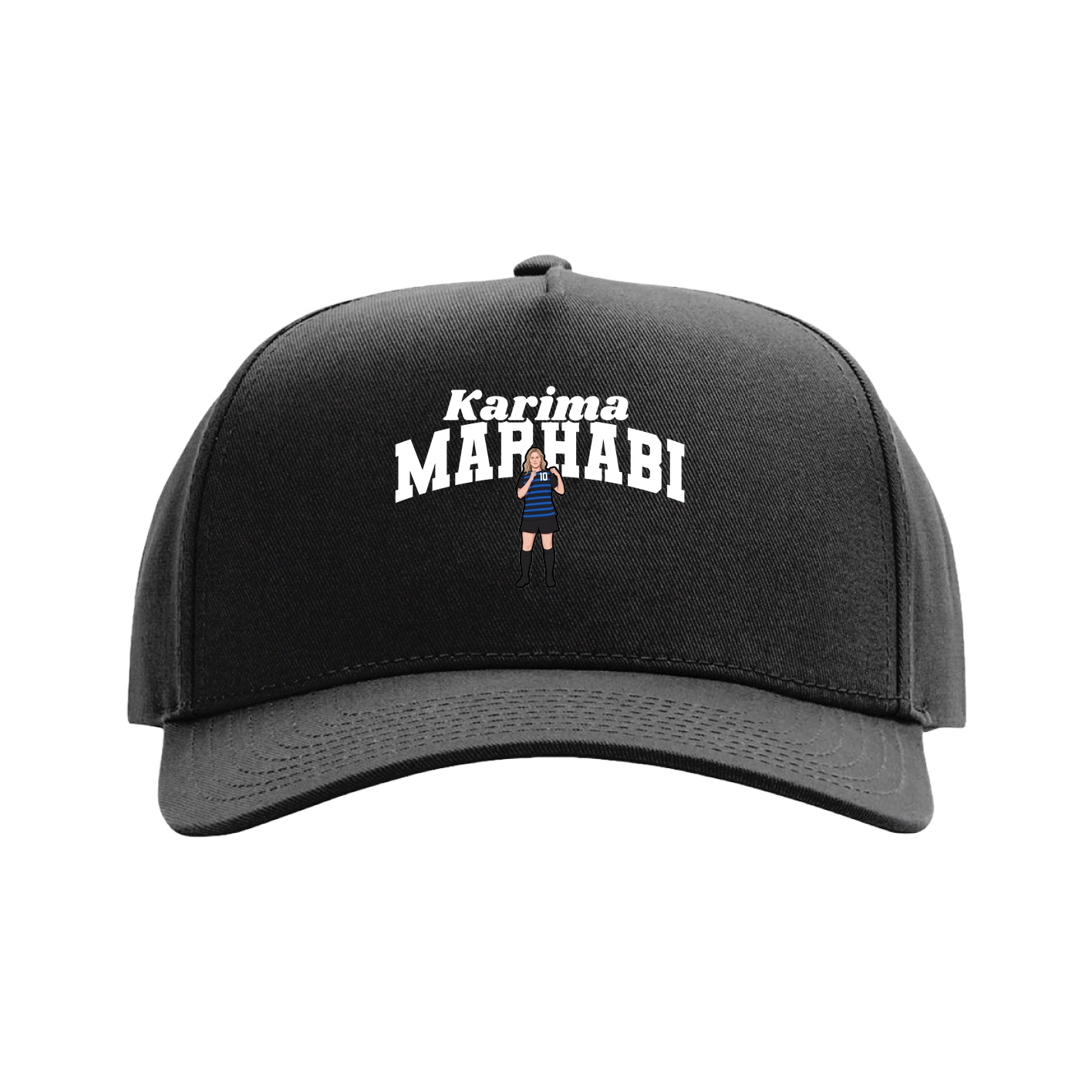 Full Fabric Five-Panel Champ Cap — Signature Arch in Black
