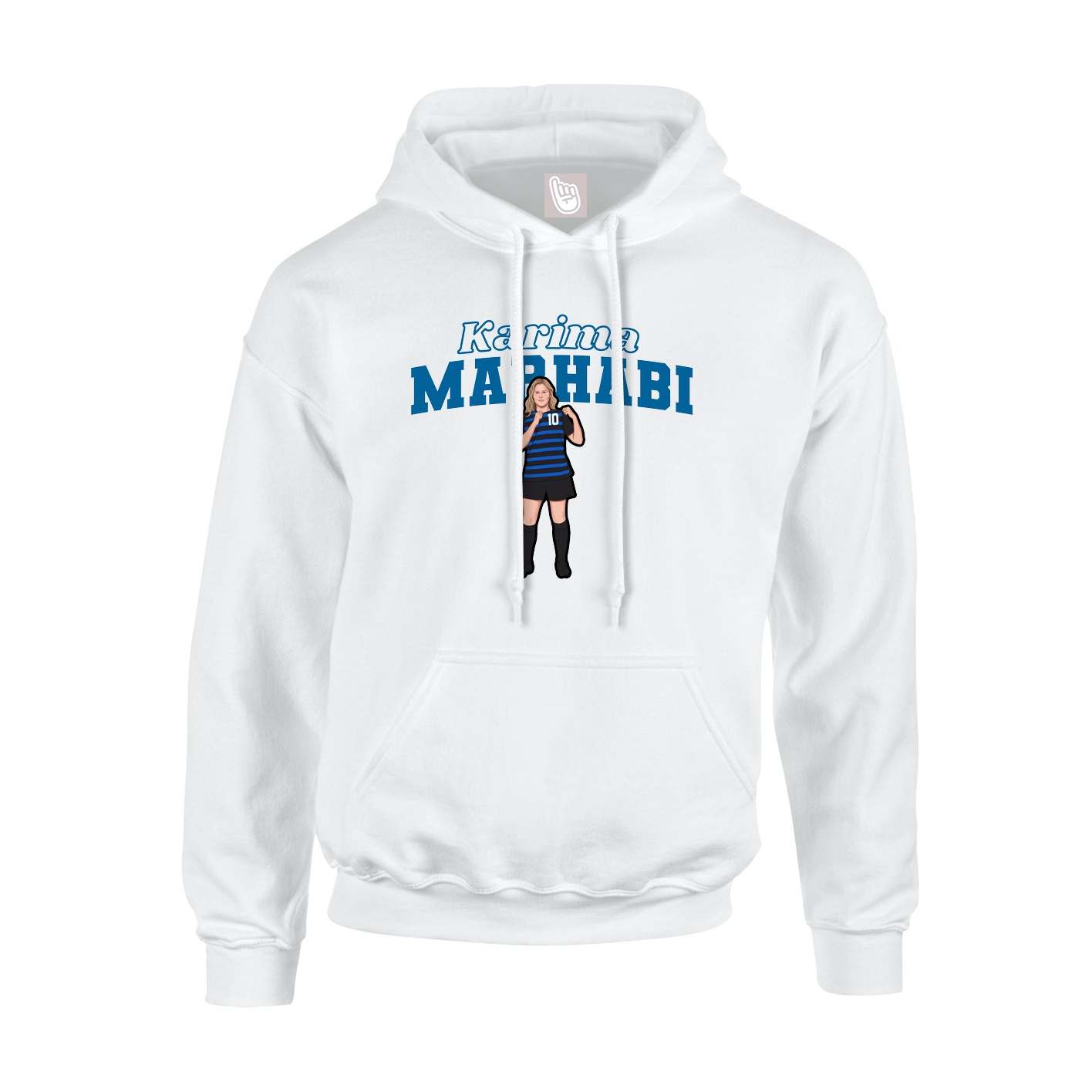 Youth Hoodie — Name Arch in White