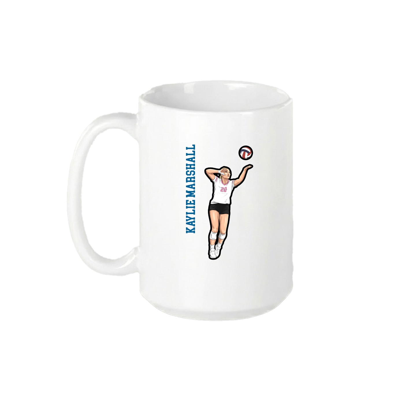 15oz Coffee Mug — Name Vertical in White