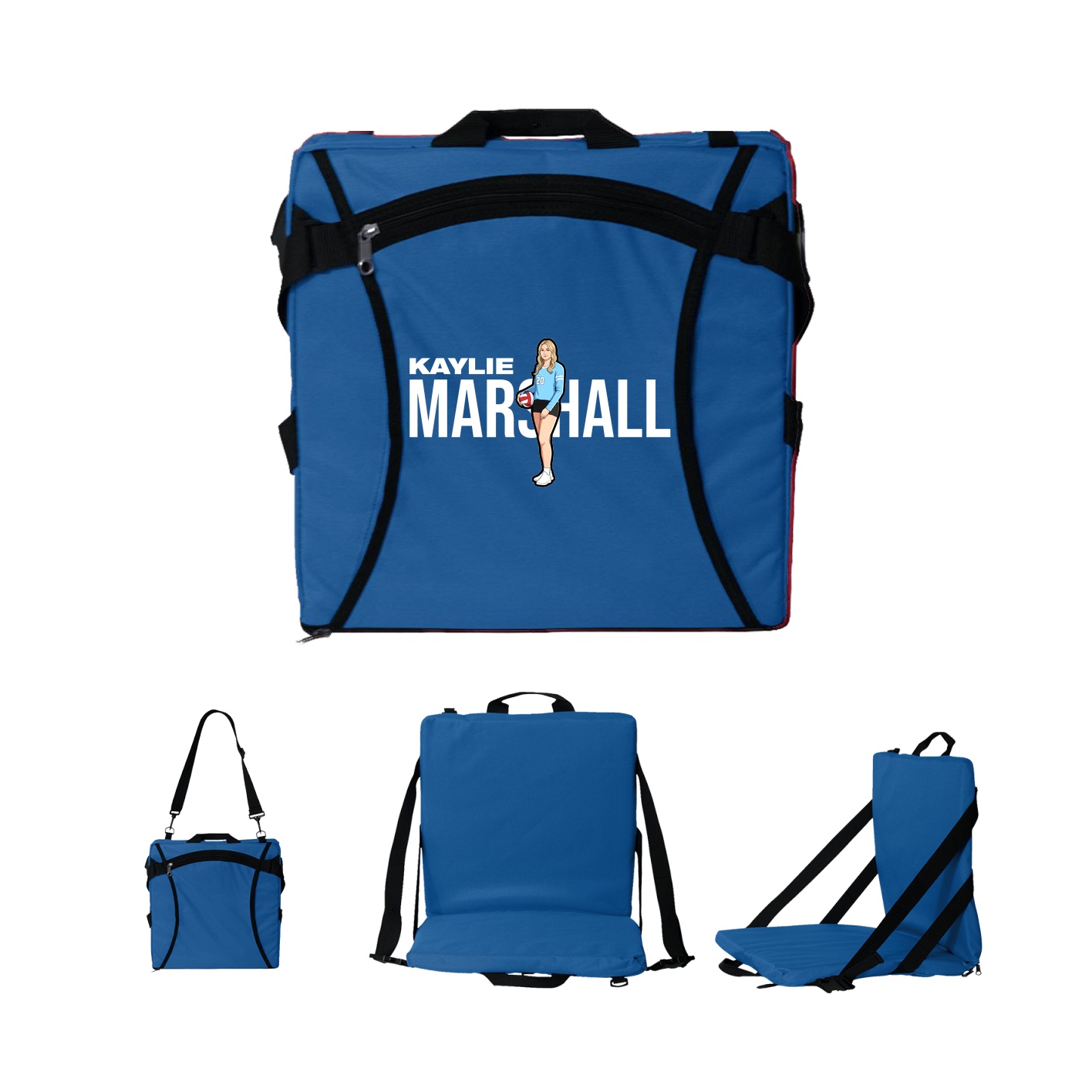 Folding Stadium Seat — Player Name in Royal