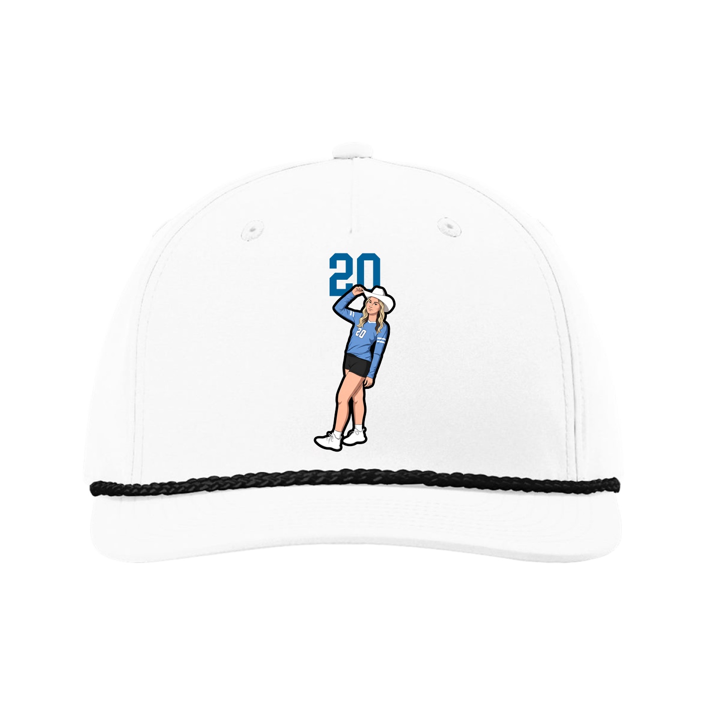 Five-Panel Classic Rope Cap — Number Top in White