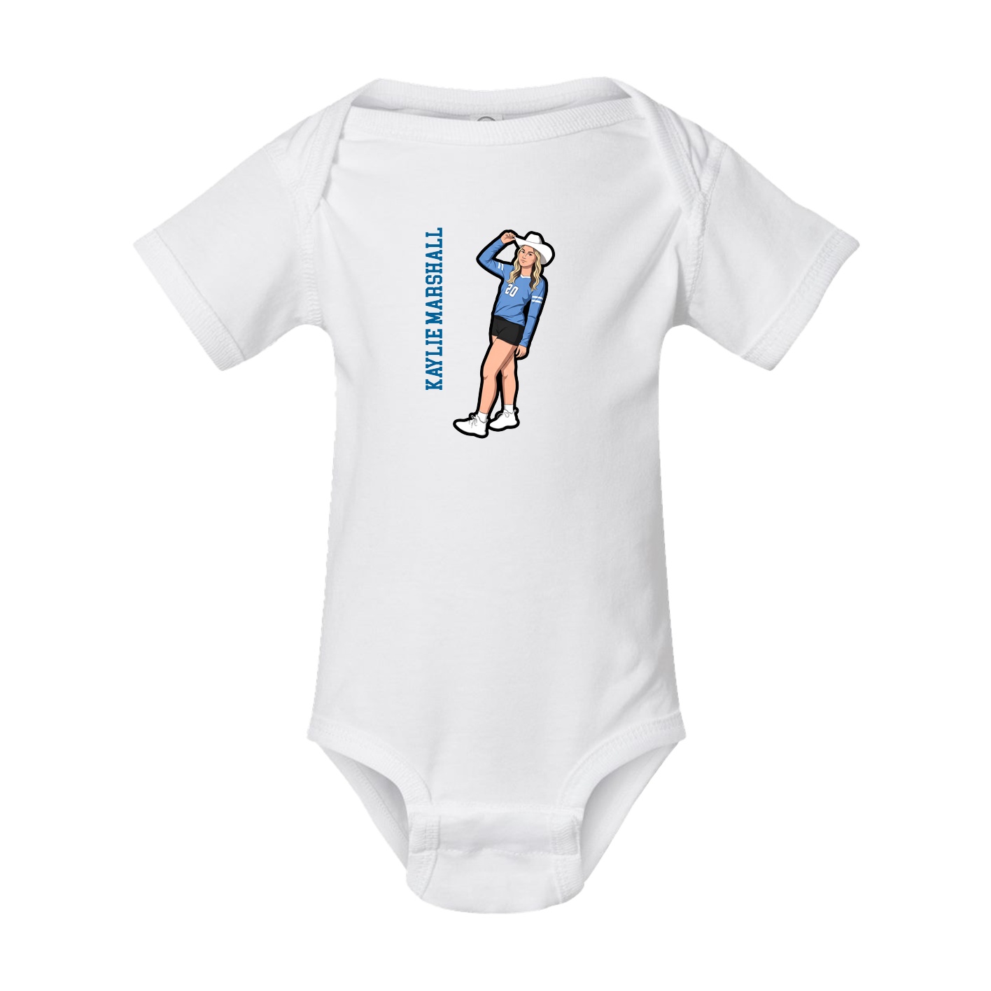 Baby Onesie — Name Vertical in White