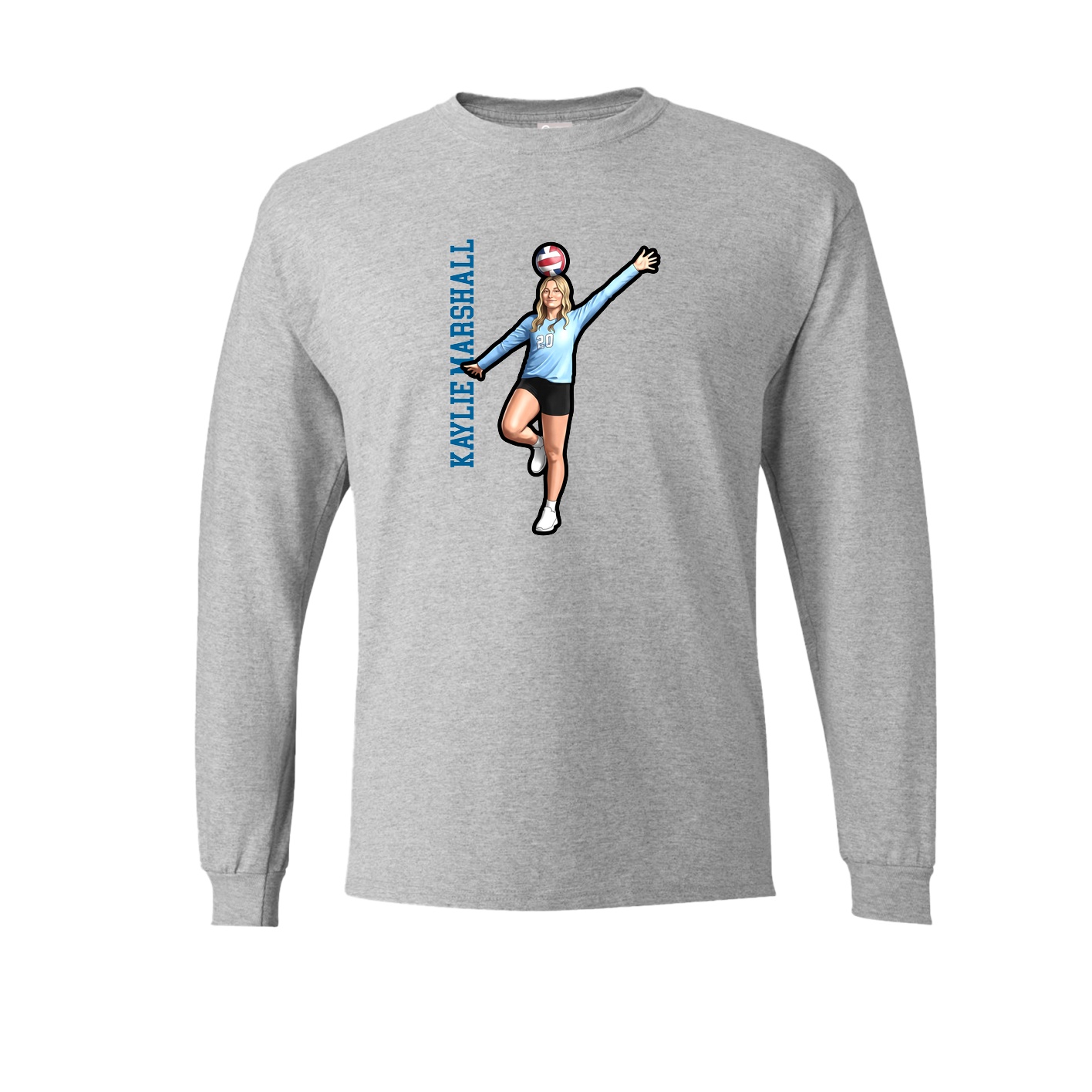 Long Sleeve Tee — Name Vertical in Grey