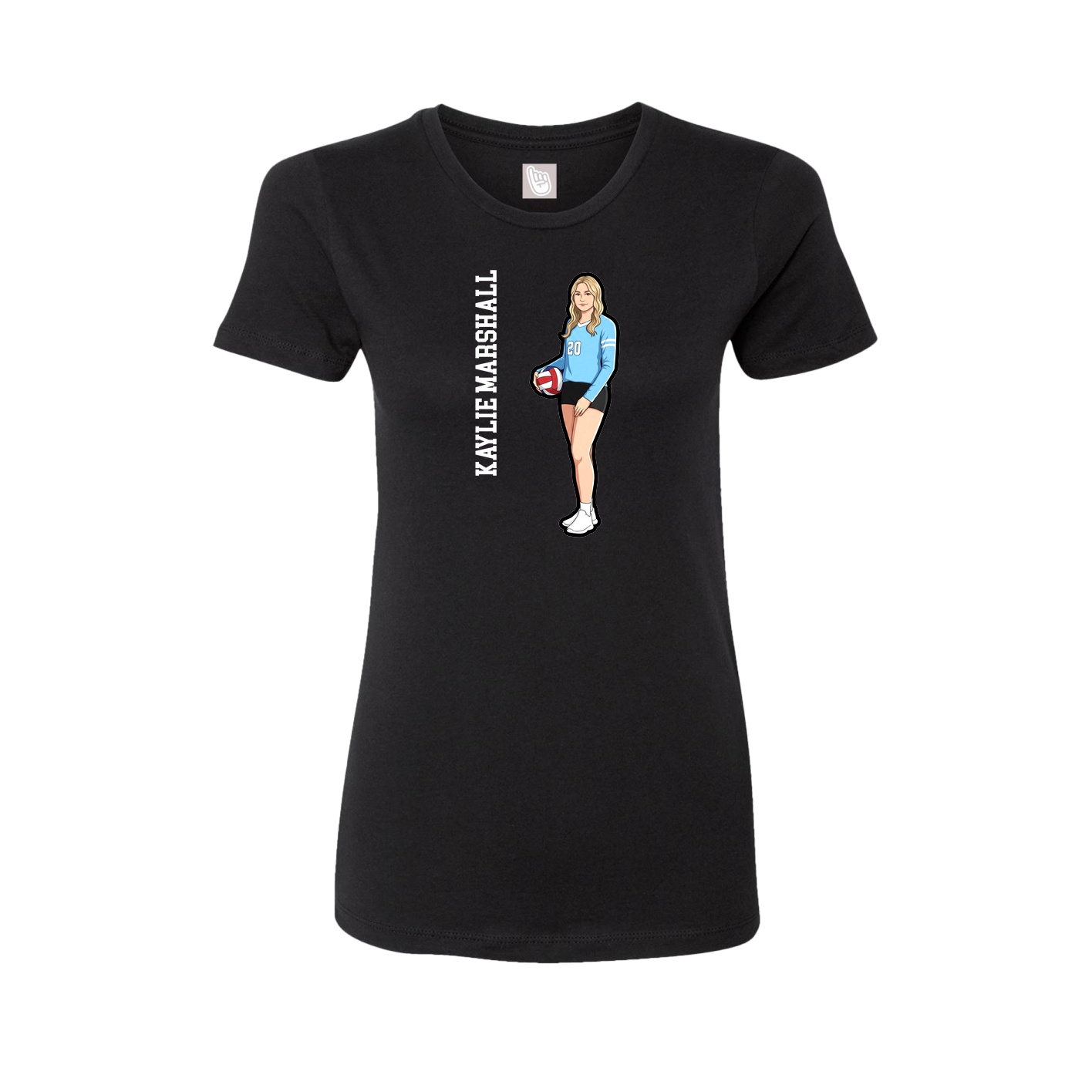 Womens Tee — Name Vertical in Black