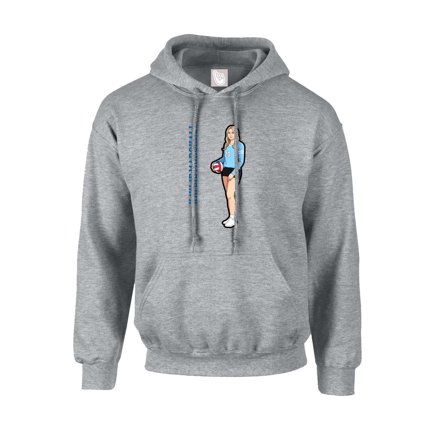 Hoodie — Name Vertical in Grey