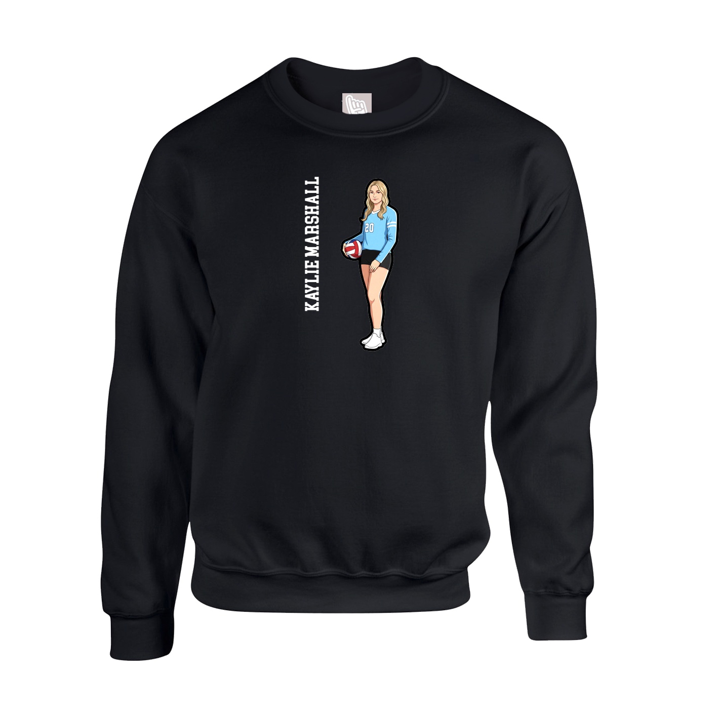 Fleece Crew — Name Vertical in Black