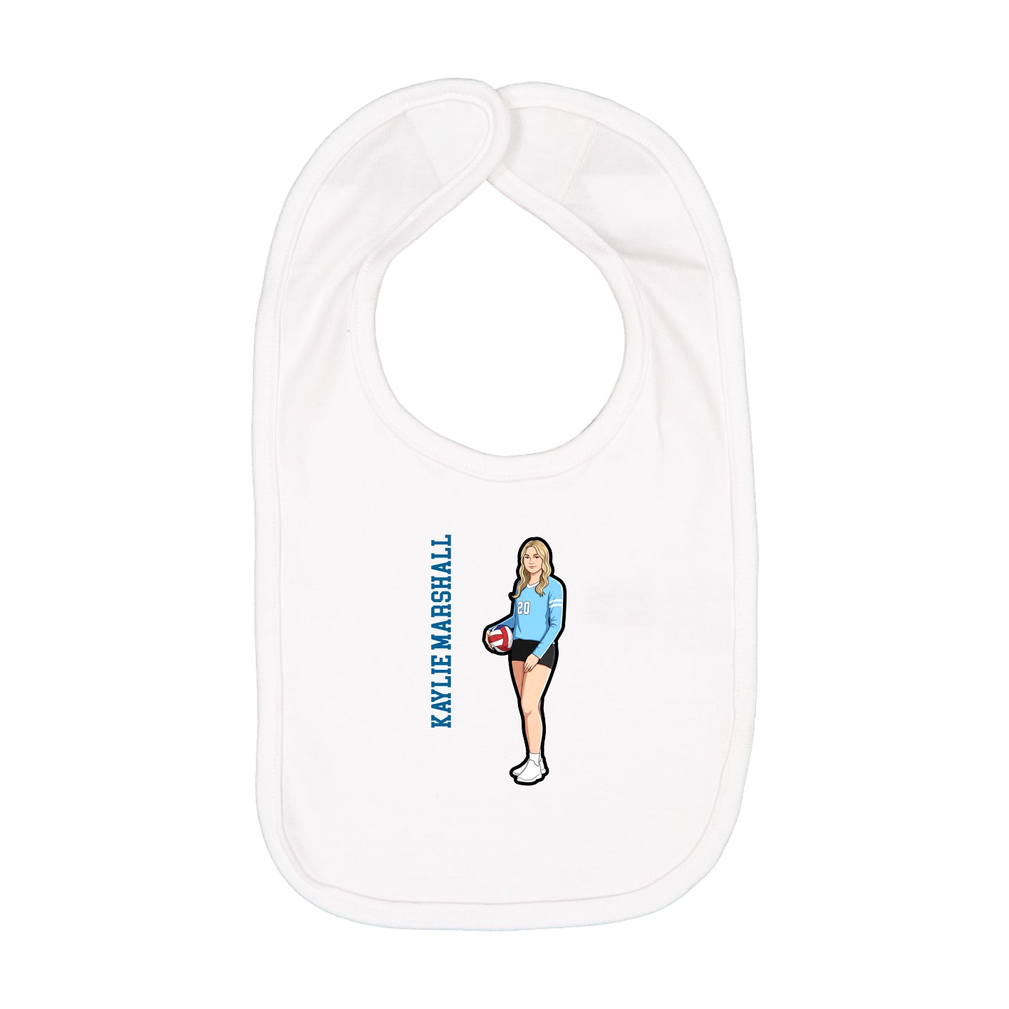 Infant Bib — Name Vertical in White