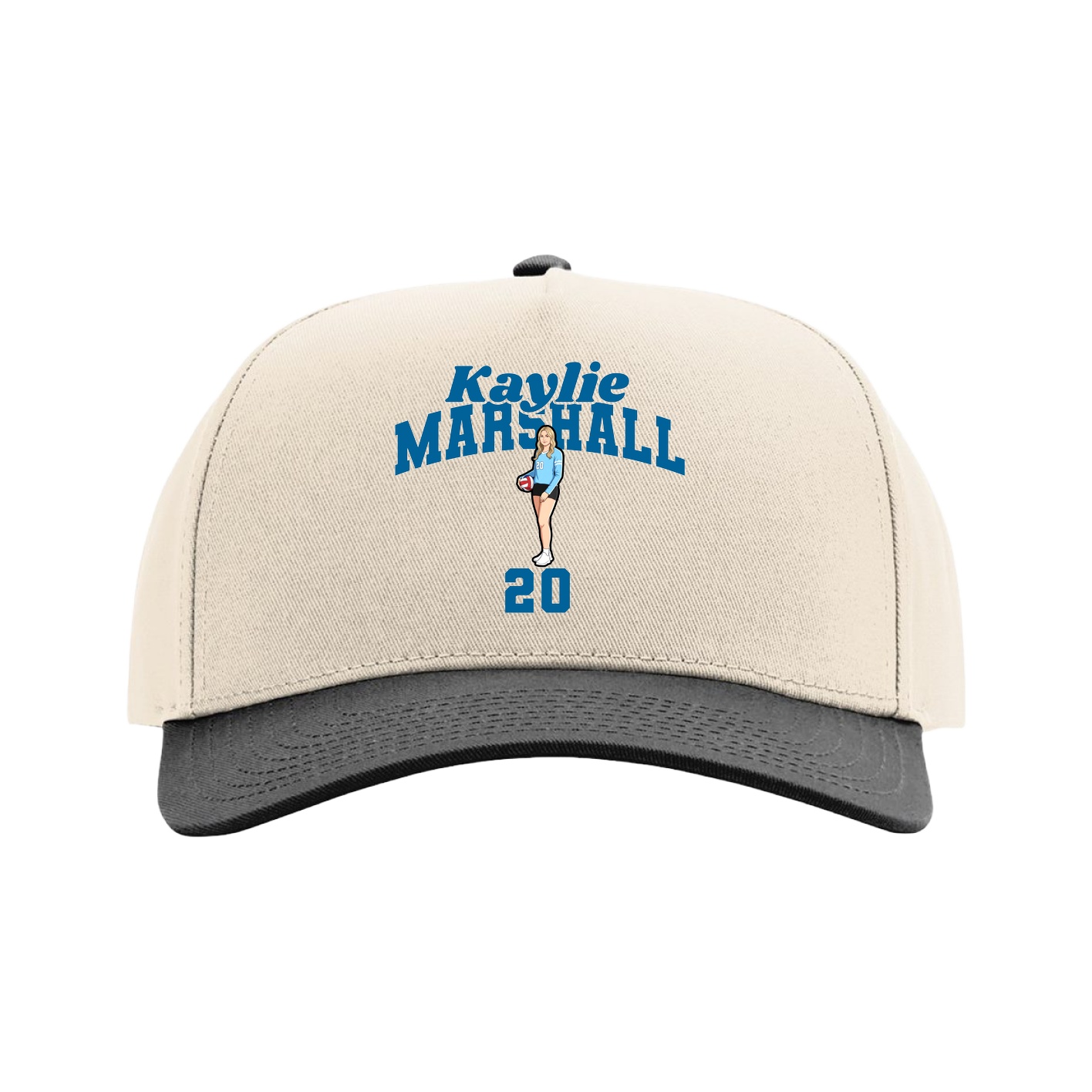 Full Fabric Five-Panel Champ Cap — Signature Arch in Cream/Black