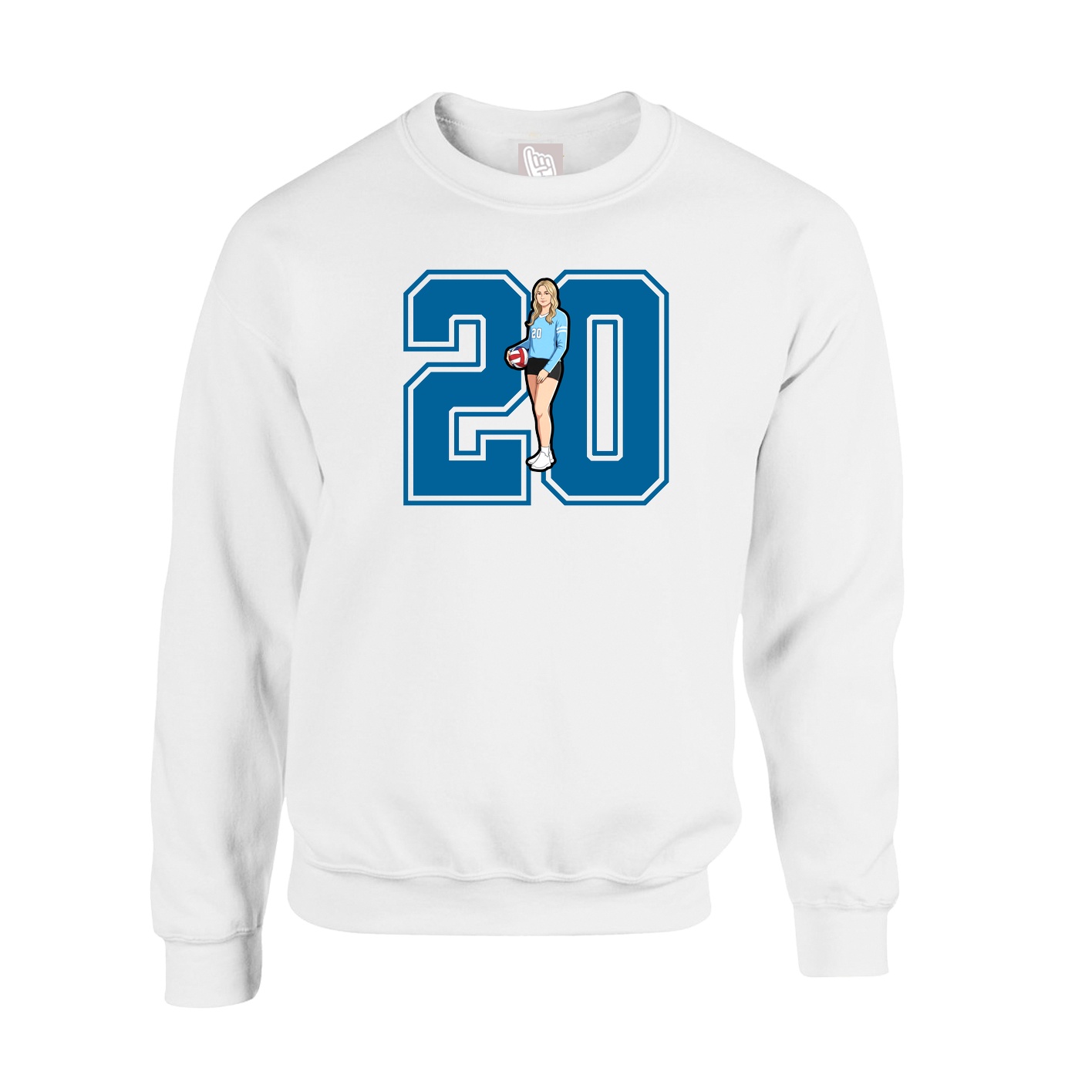 Fleece Crew — Number in White