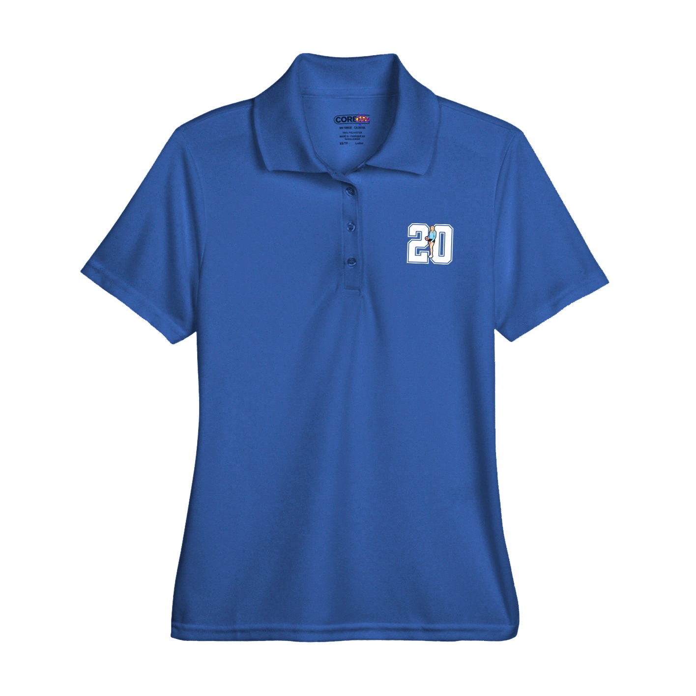 Womens Performance Polo — Number in Royal