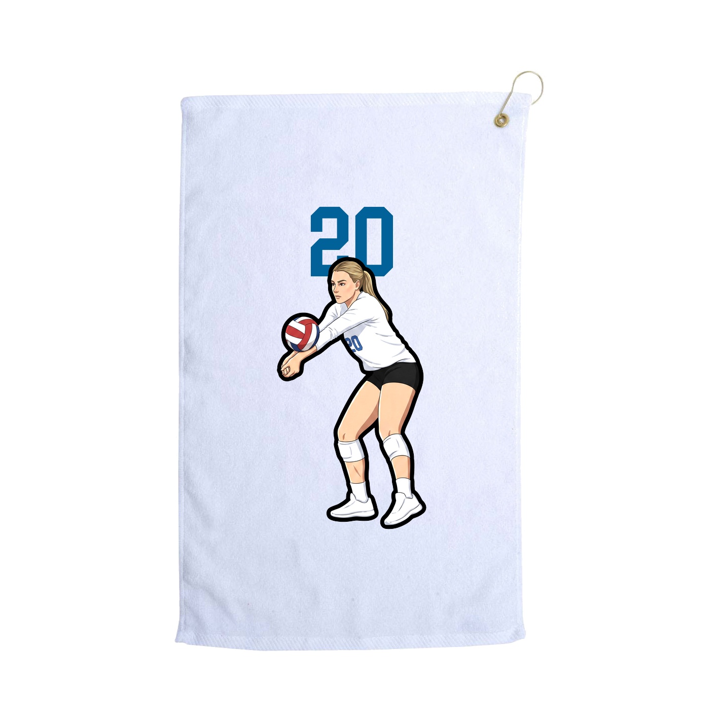 Golf Towel — Number Top in White