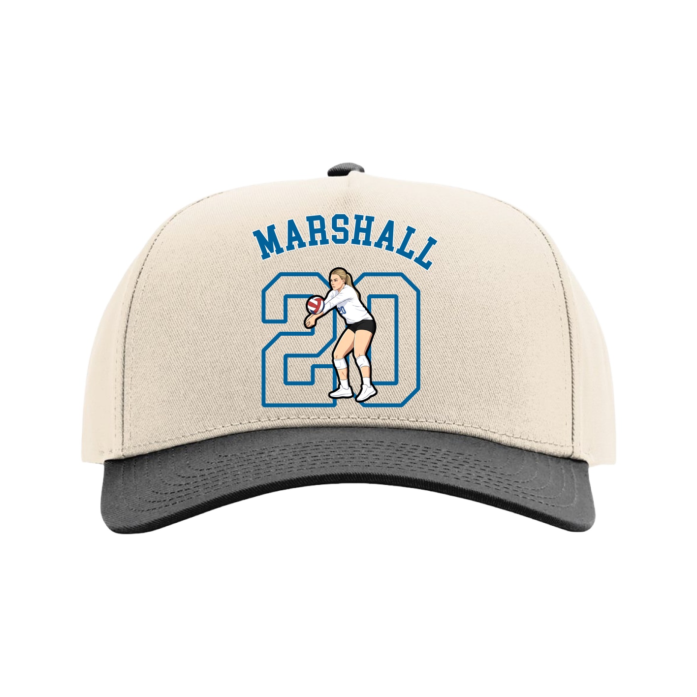 Full Fabric Five-Panel Champ Cap — Shirsey Arch in Cream/Black