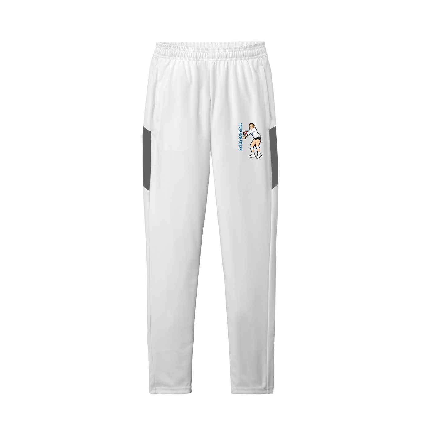 Team Travel Pant — Name Vertical in White/Grey
