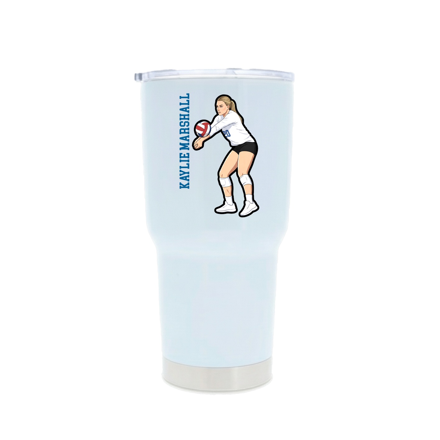 30oz Stainless Steel Tumbler — Name Vertical in White