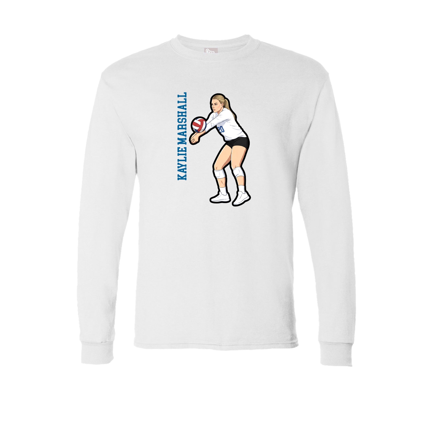 Long Sleeve Tee — Name Vertical in White