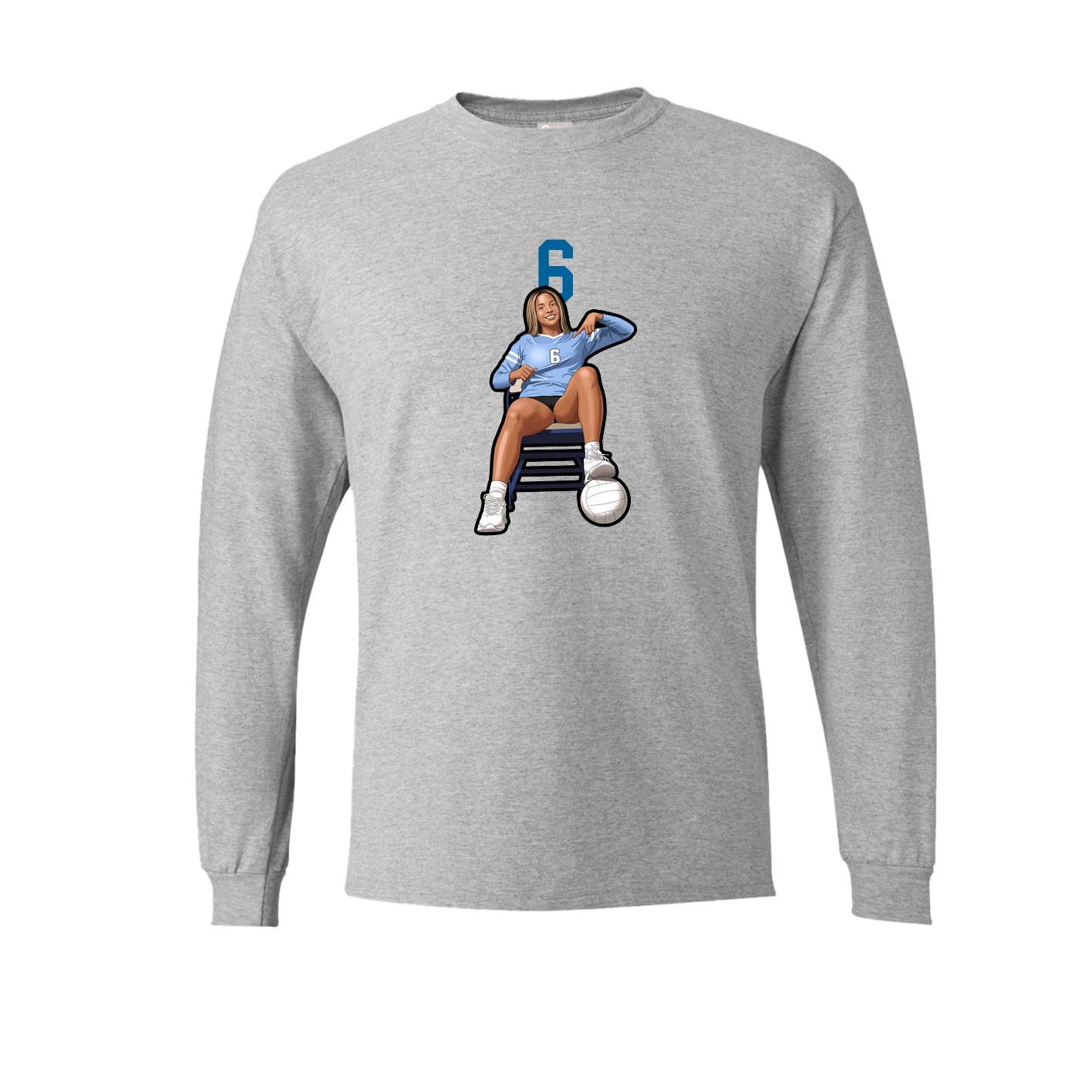 Long Sleeve Tee — Number Top in Grey