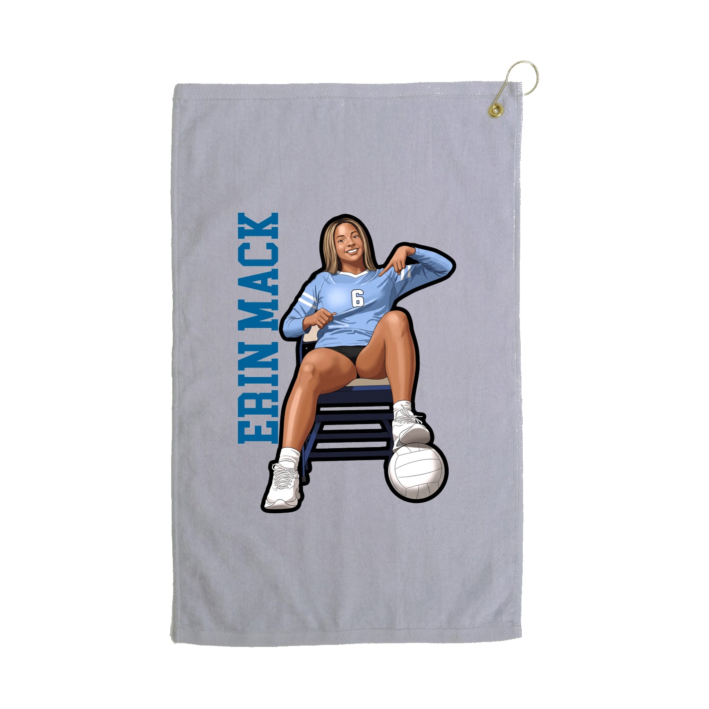 Golf Towel — Name Vertical in Grey
