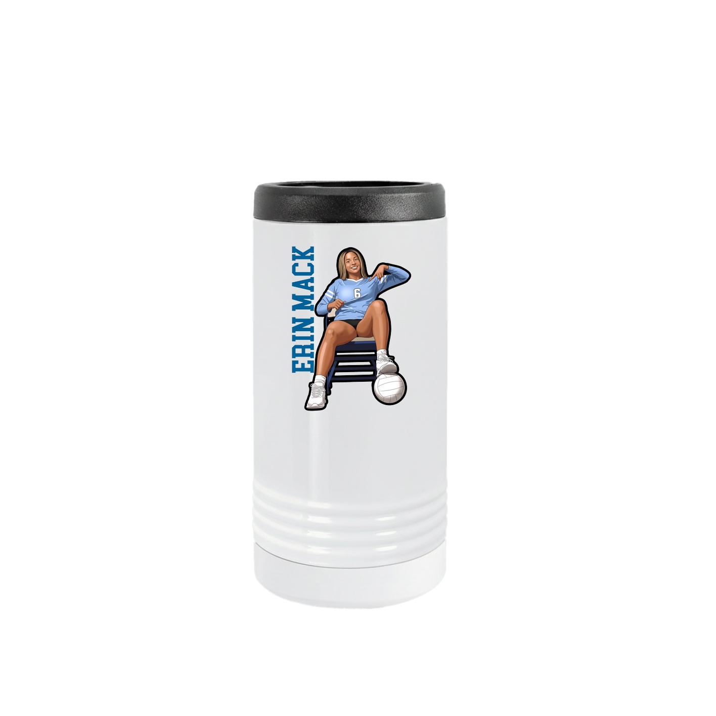 Slim Beverage Holder — Name Vertical in White