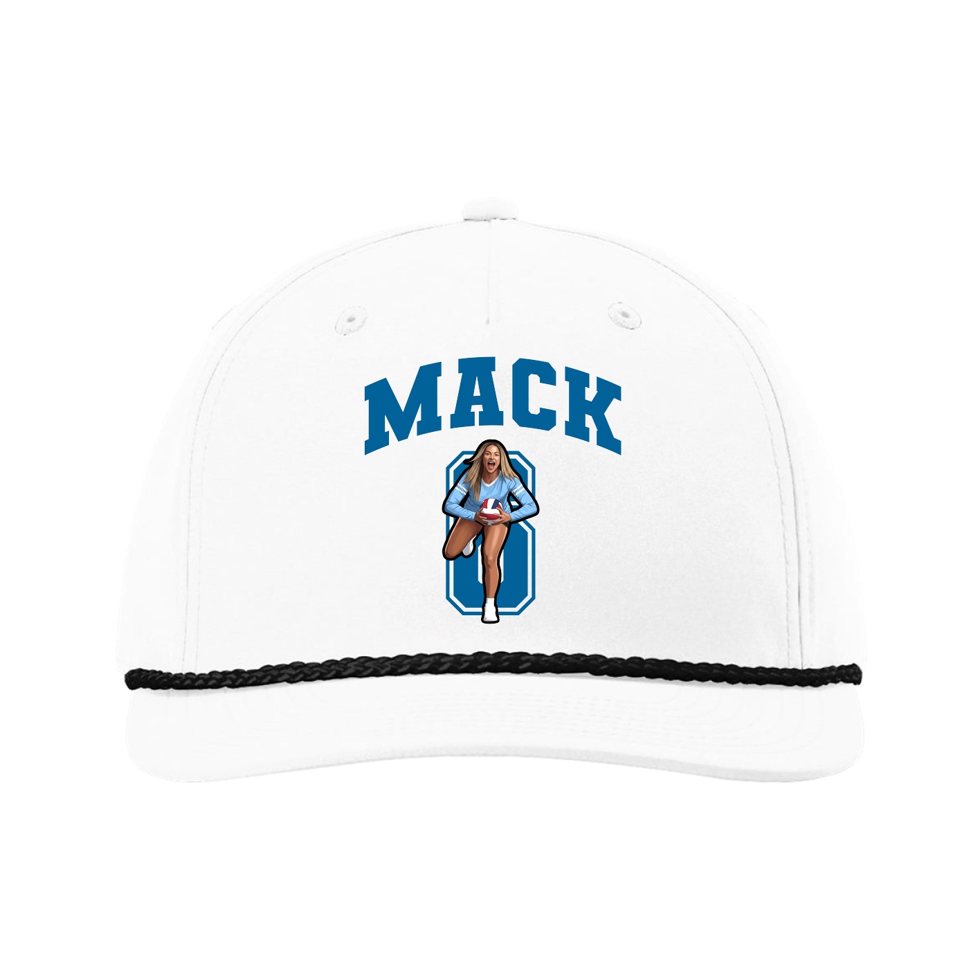 Five-Panel Classic Rope Cap — Number in White