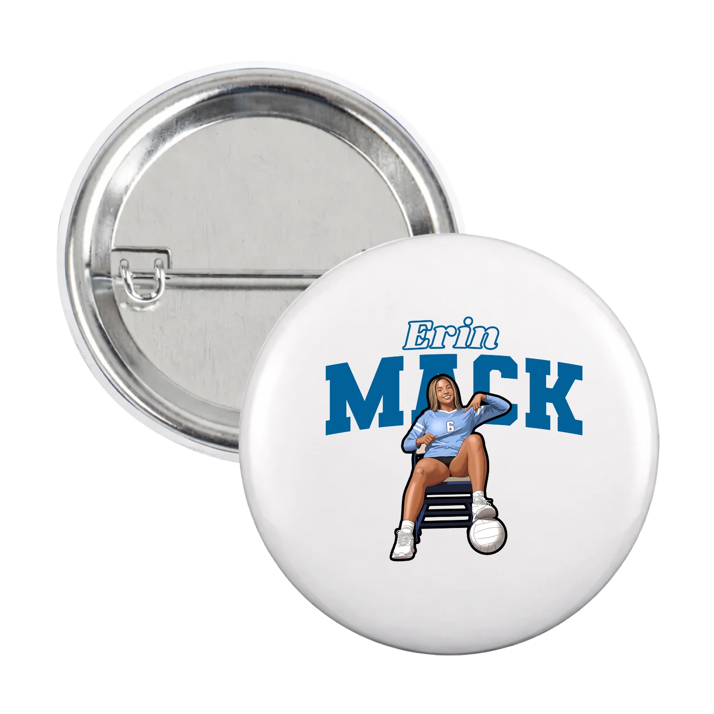 Game Day Button — Name Arch in White