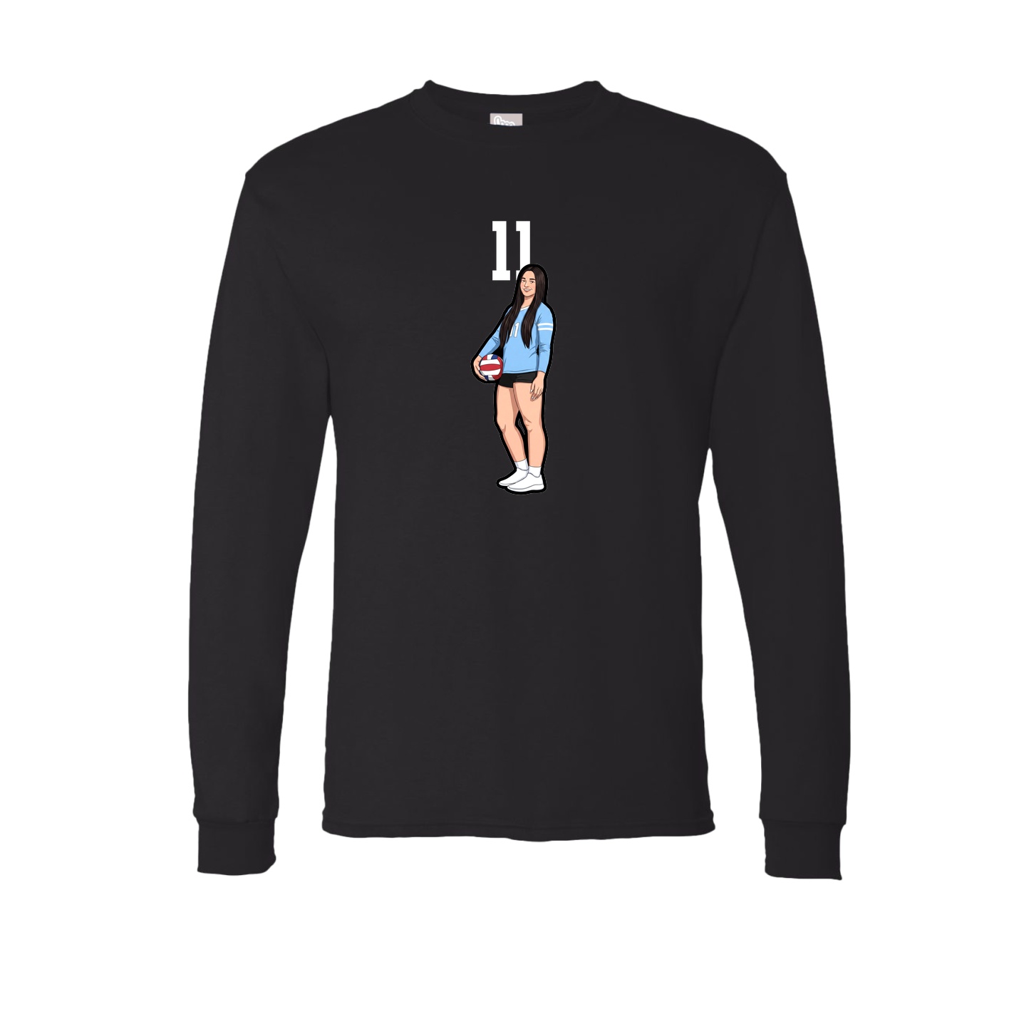Long Sleeve Tee — Number Top in Black