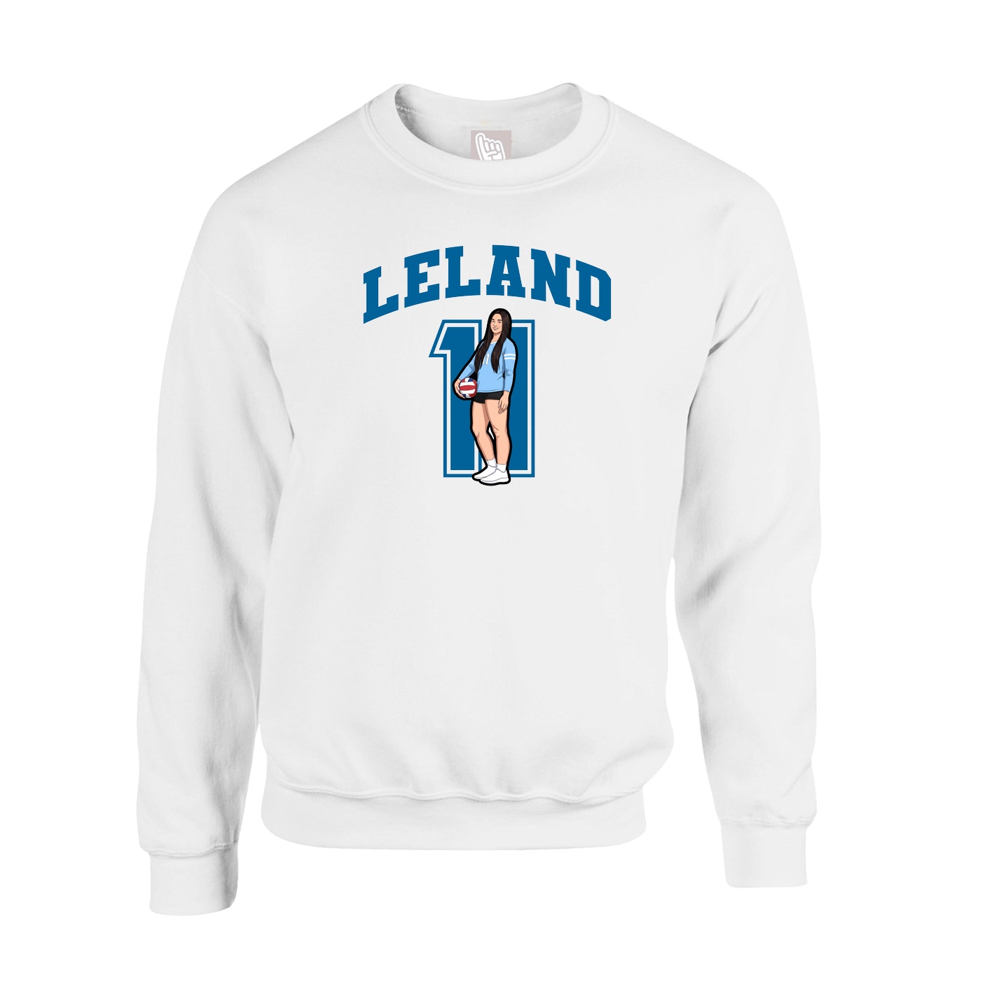 Fleece Crew — Number in White