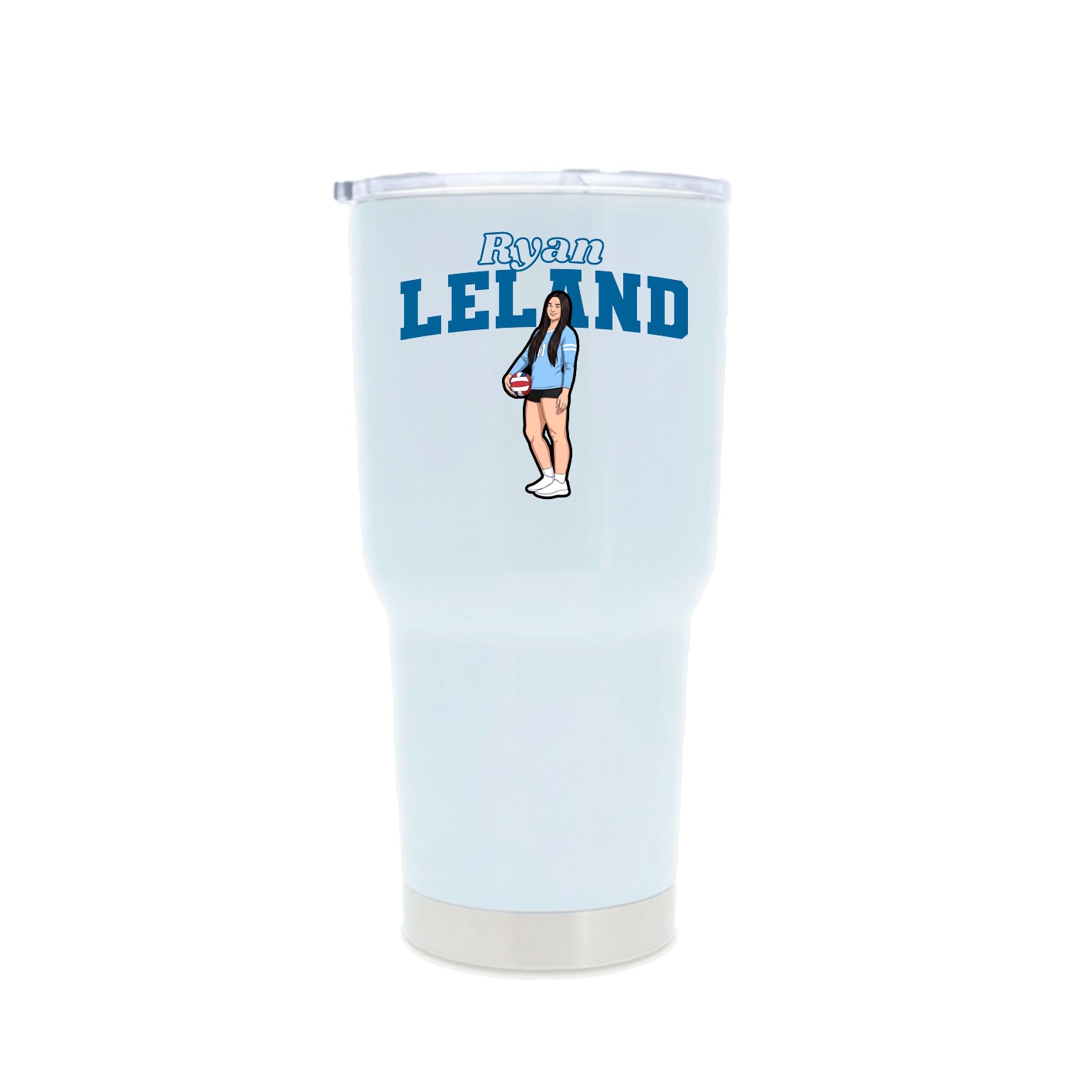 30oz Stainless Steel Tumbler — Name Arch in White