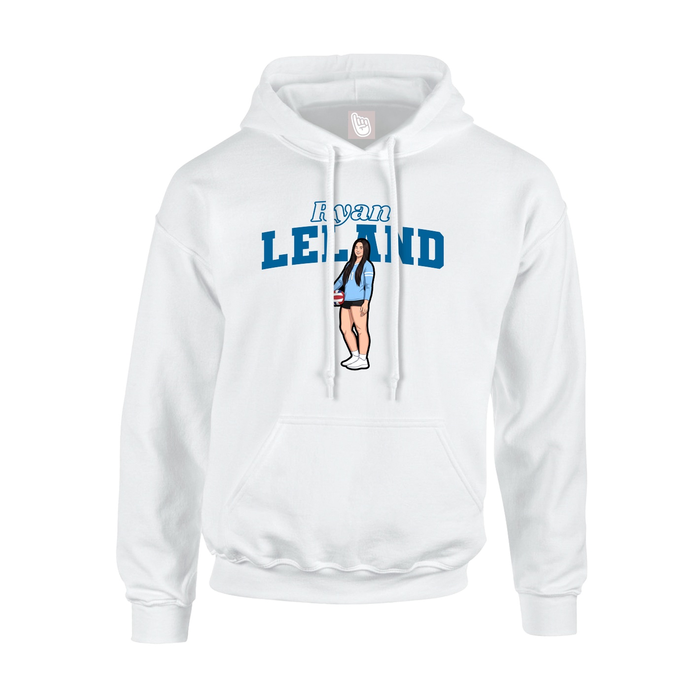 Youth Hoodie — Name Arch in White