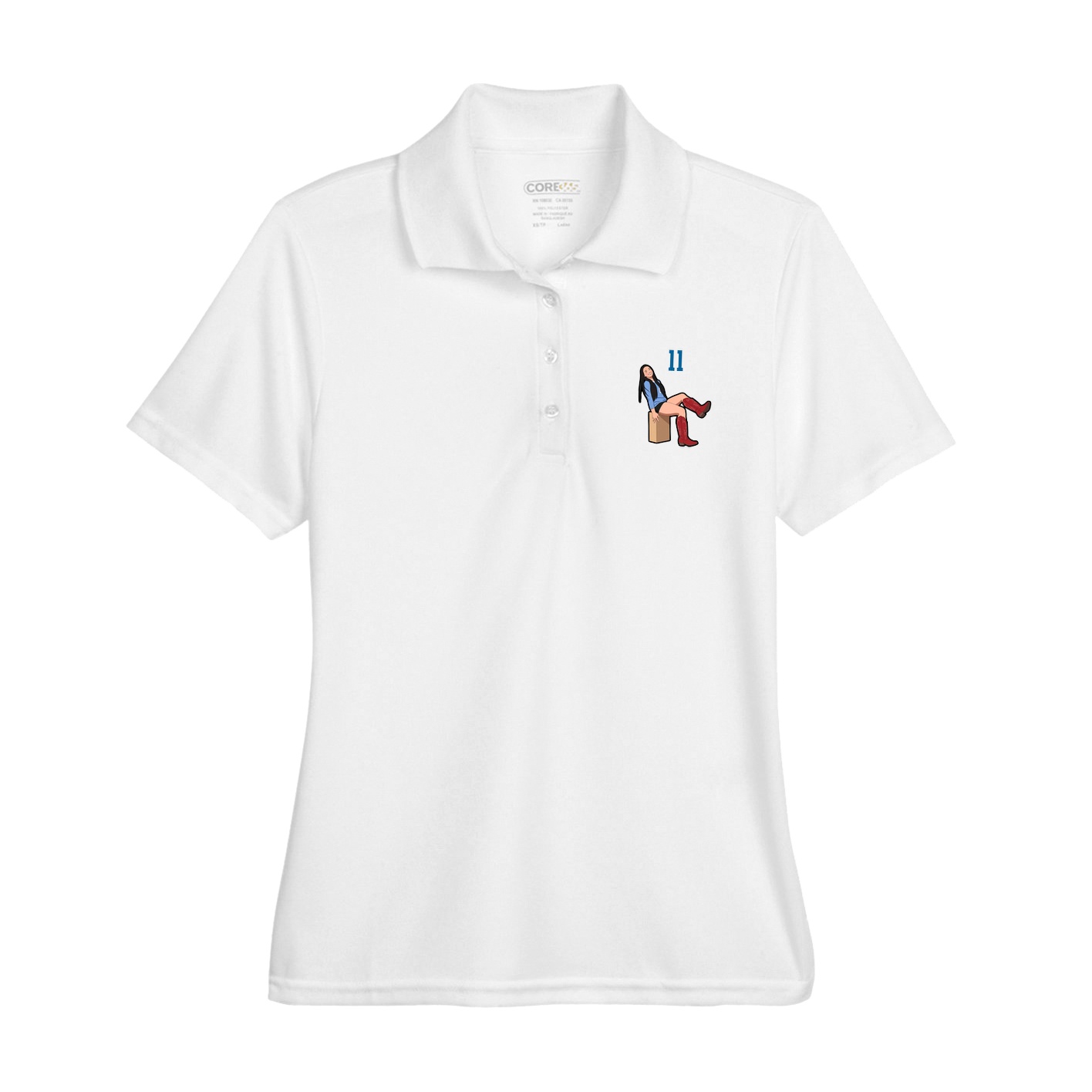 Womens Performance Polo — Number Top in White