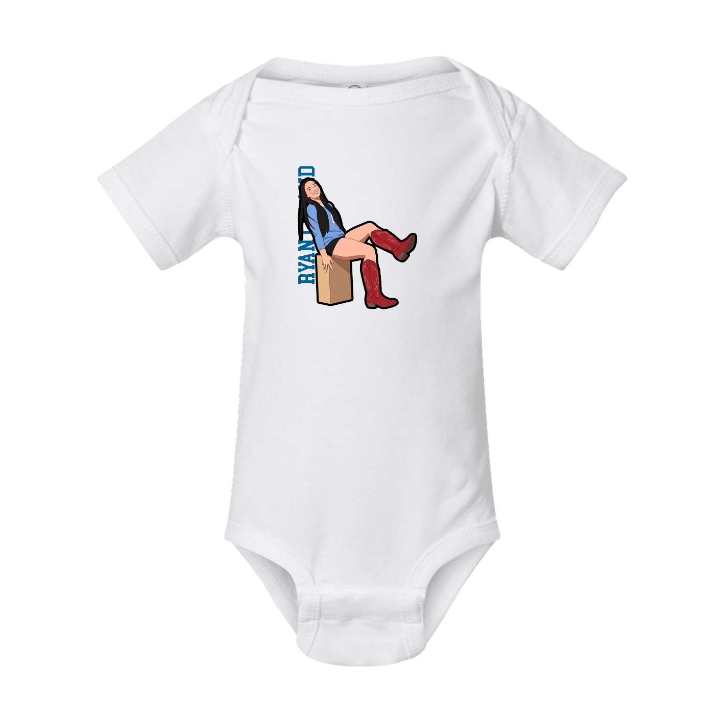 Baby Onesie — Name Vertical in White