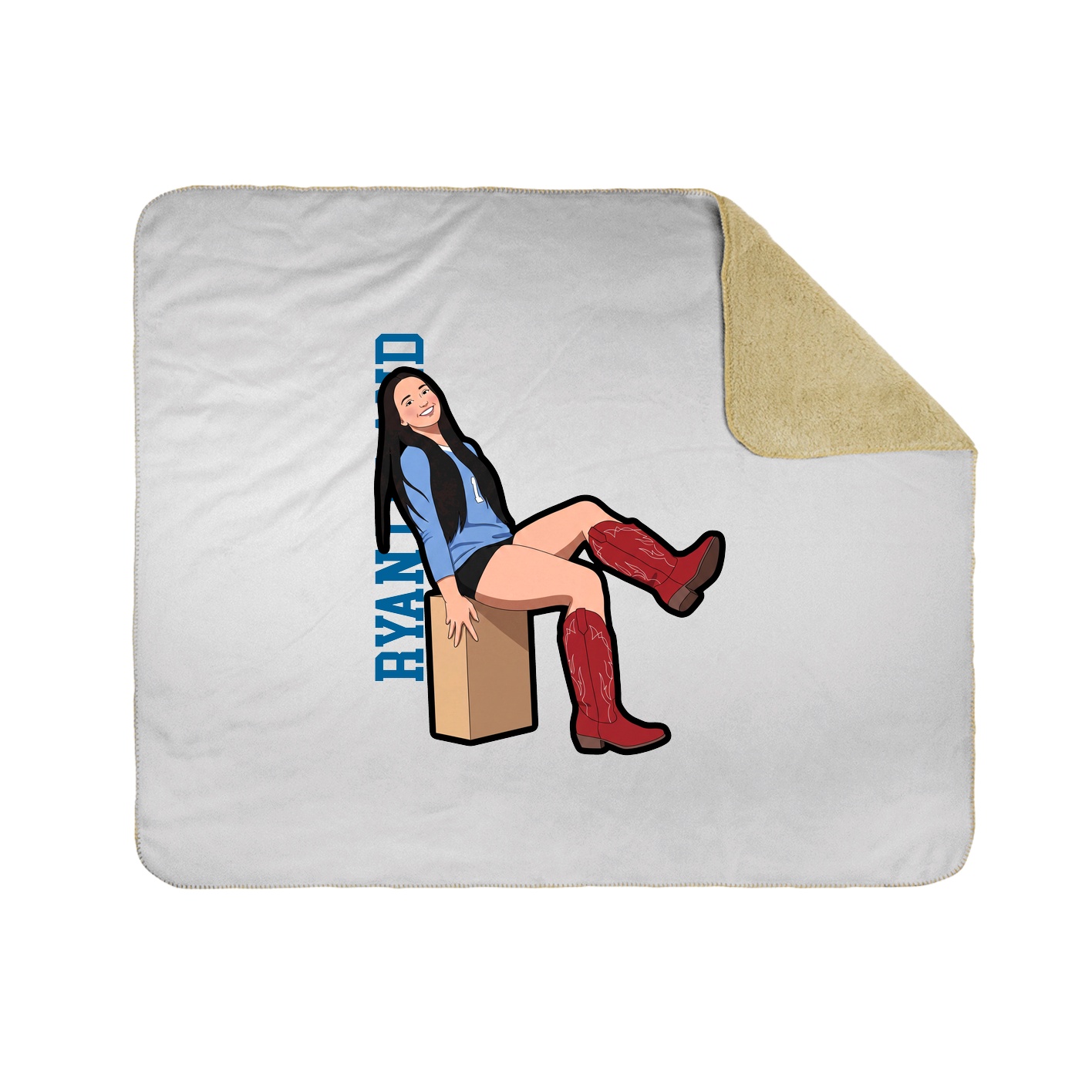Throw Blanket — Name Vertical in White