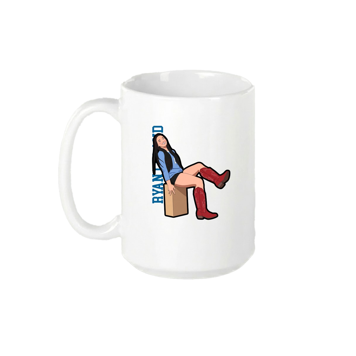 15oz Coffee Mug — Name Vertical in White