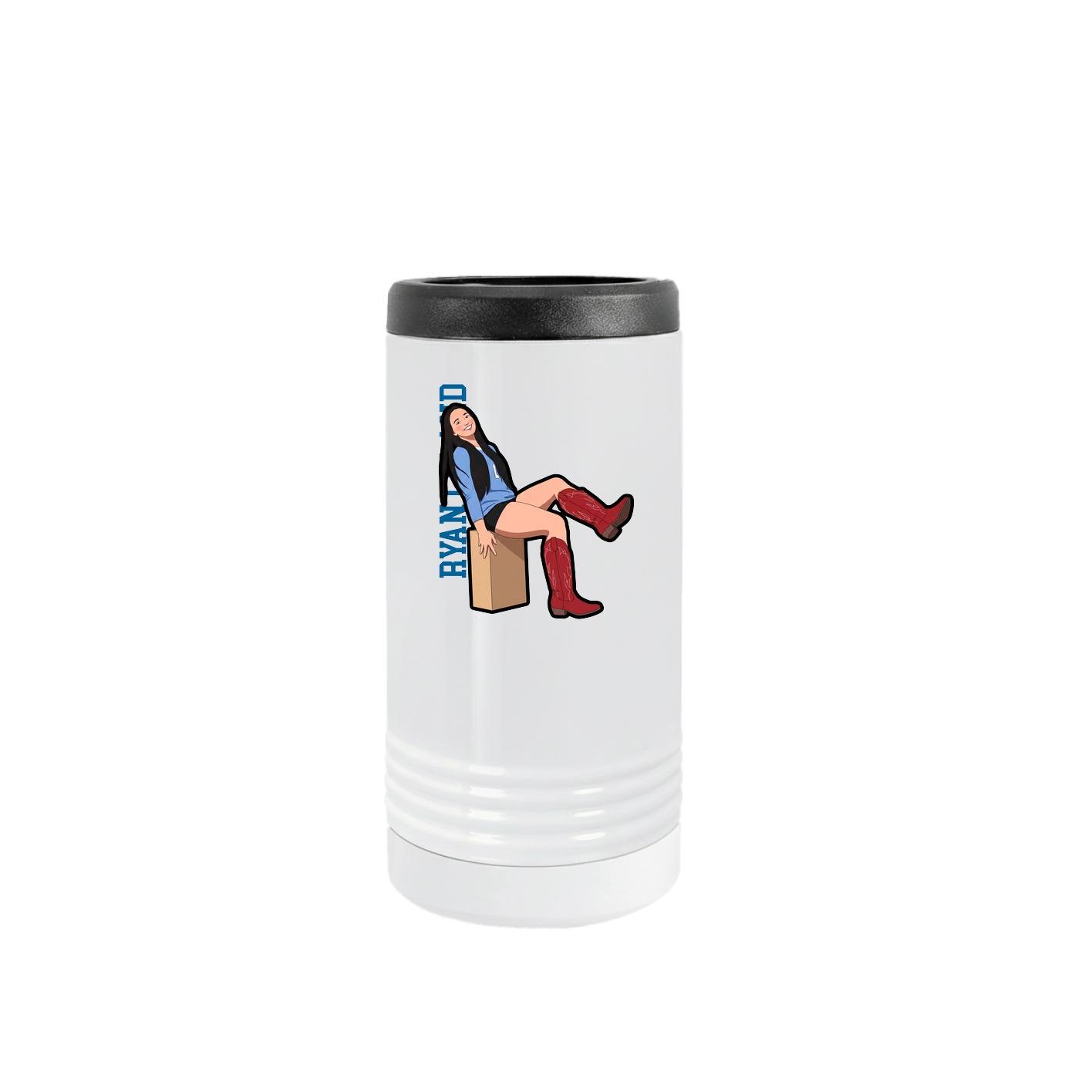 Slim Beverage Holder — Name Vertical in White