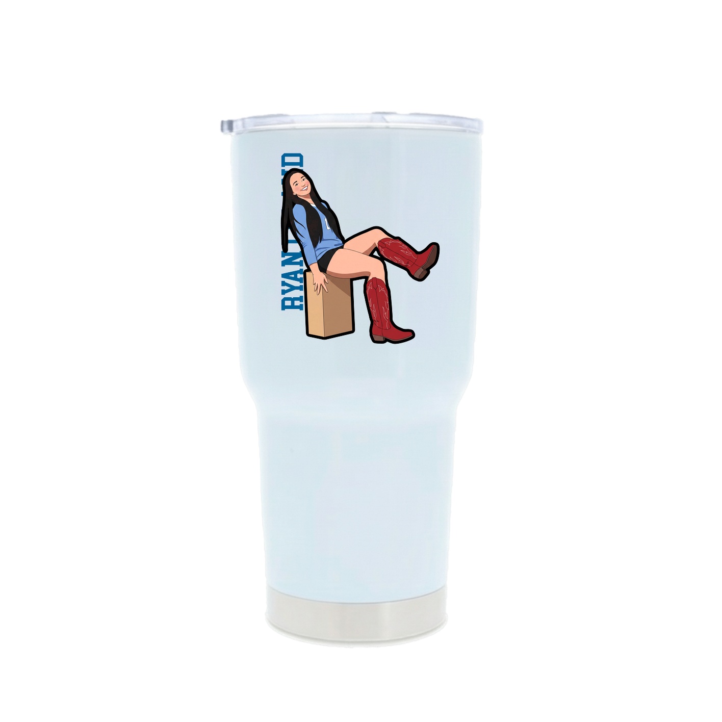 30oz Stainless Steel Tumbler — Name Vertical in White