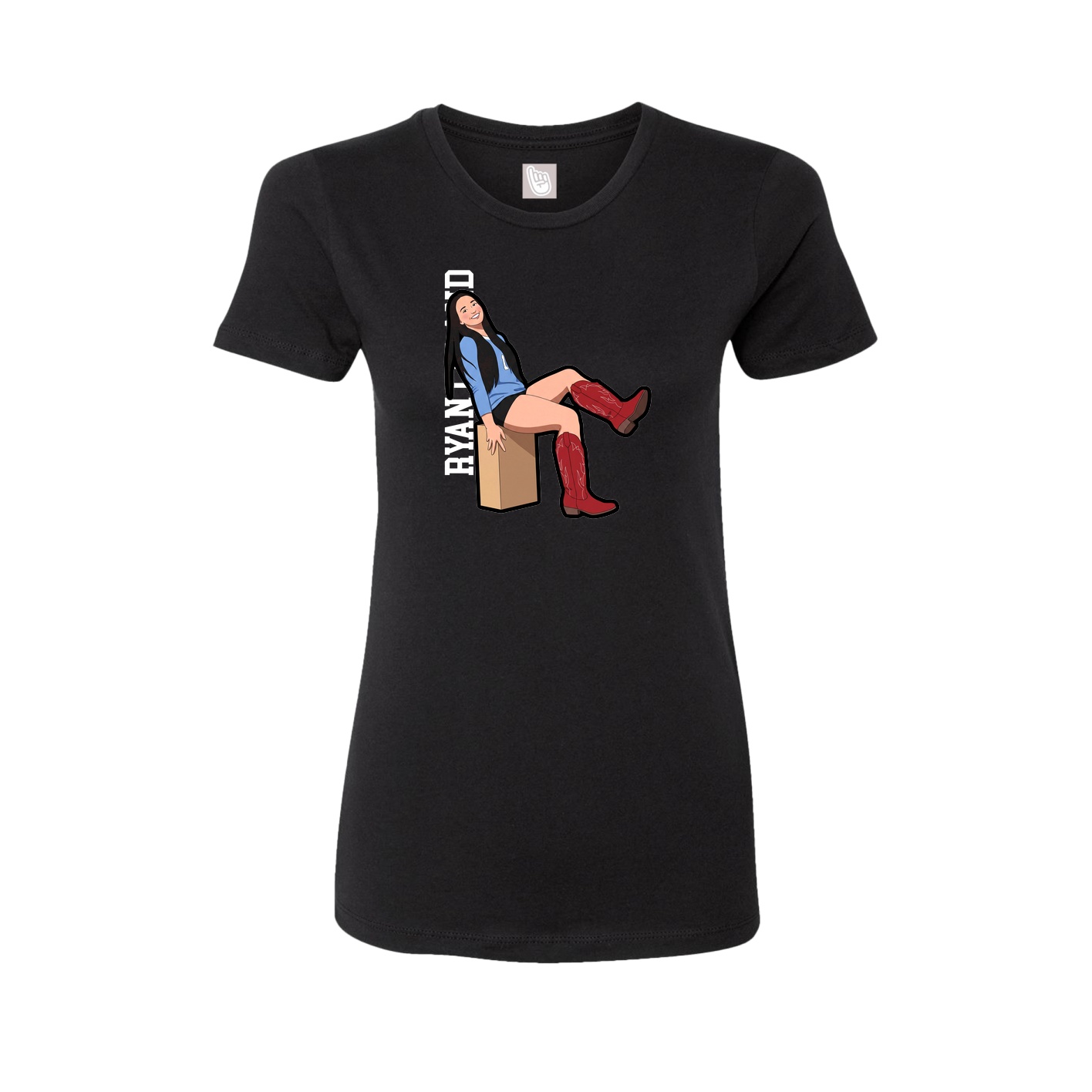 Fitted Women's Tee — Name Vertical in Black