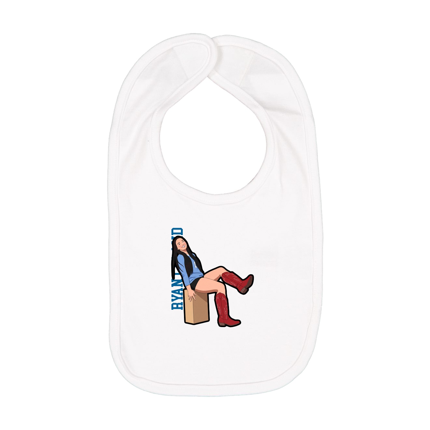 Infant Bib — Name Vertical in White