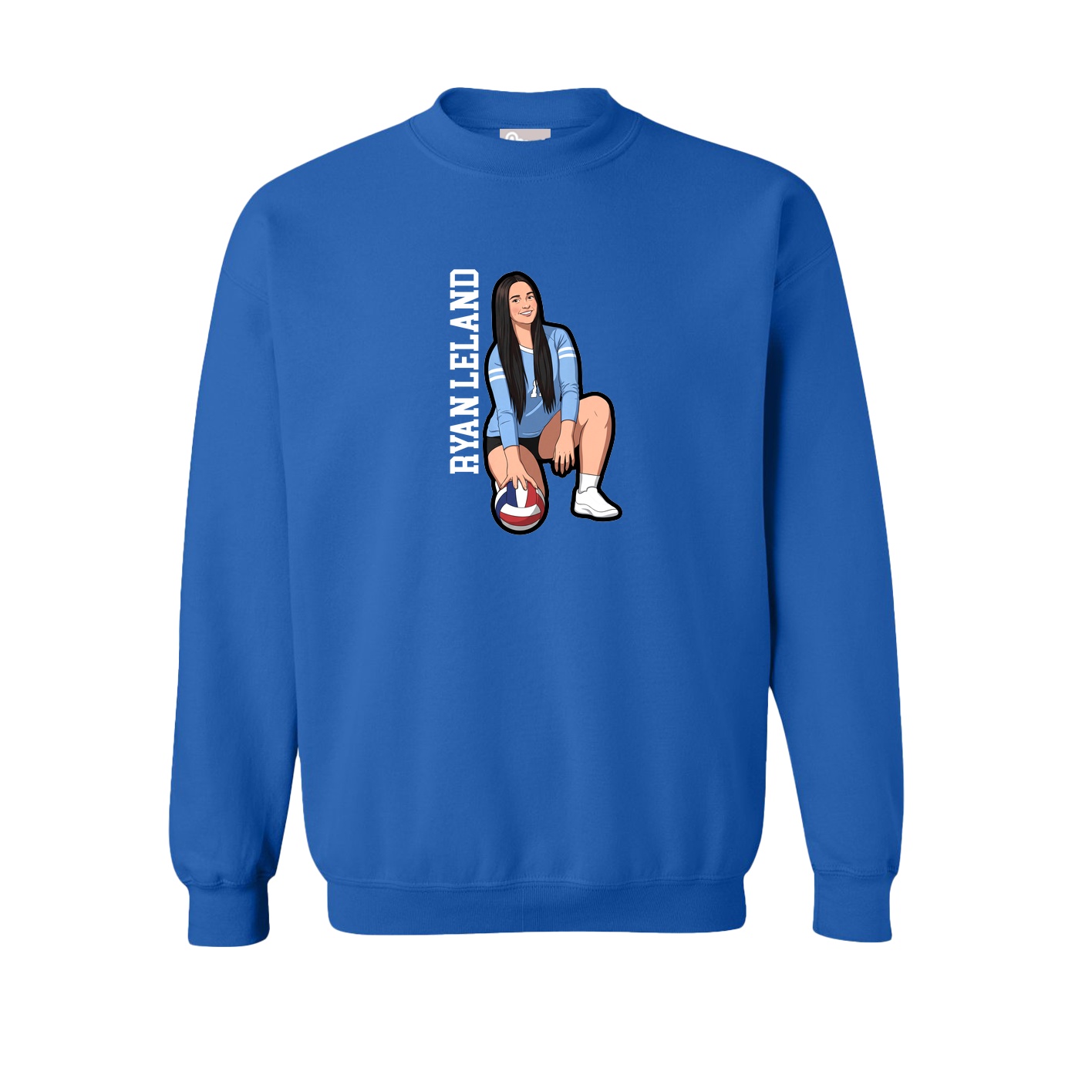 Fleece Crew — Name Vertical in Royal