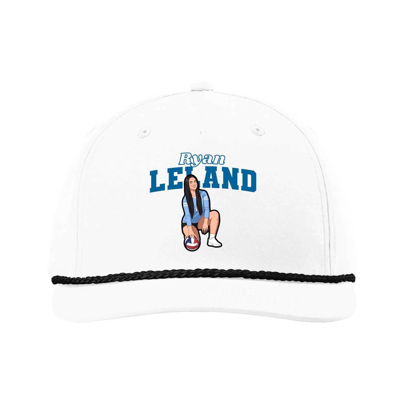 Five-Panel Classic Rope Cap — Name Arch in White