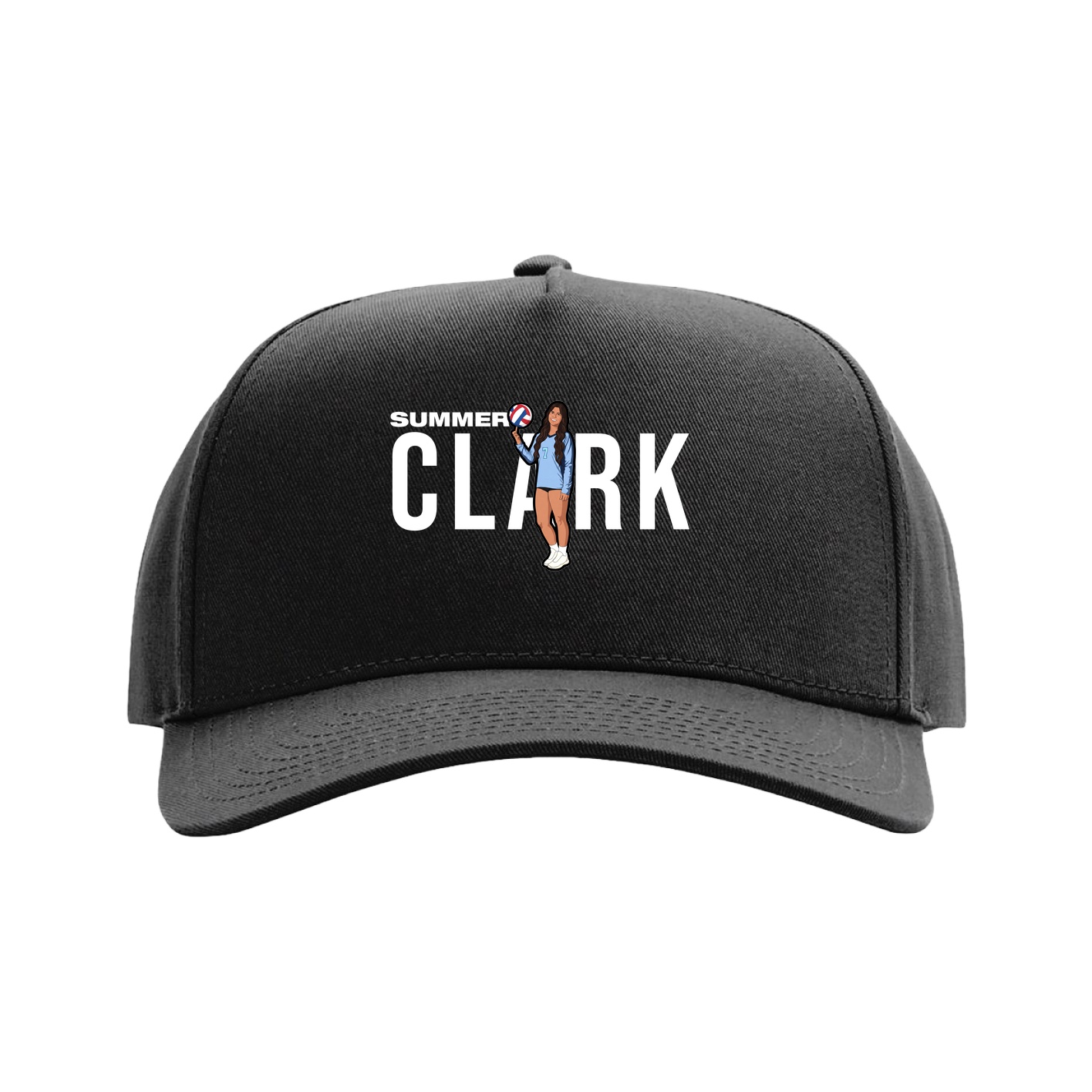 Full Fabric Five-Panel Champ Cap — Player Name in Black