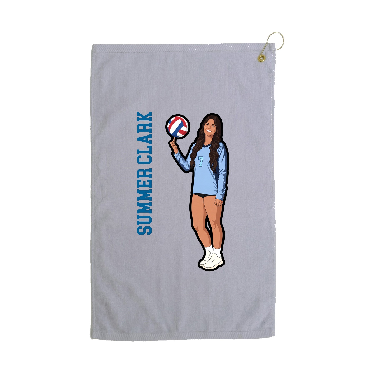 Golf Towel — Name Vertical in Grey