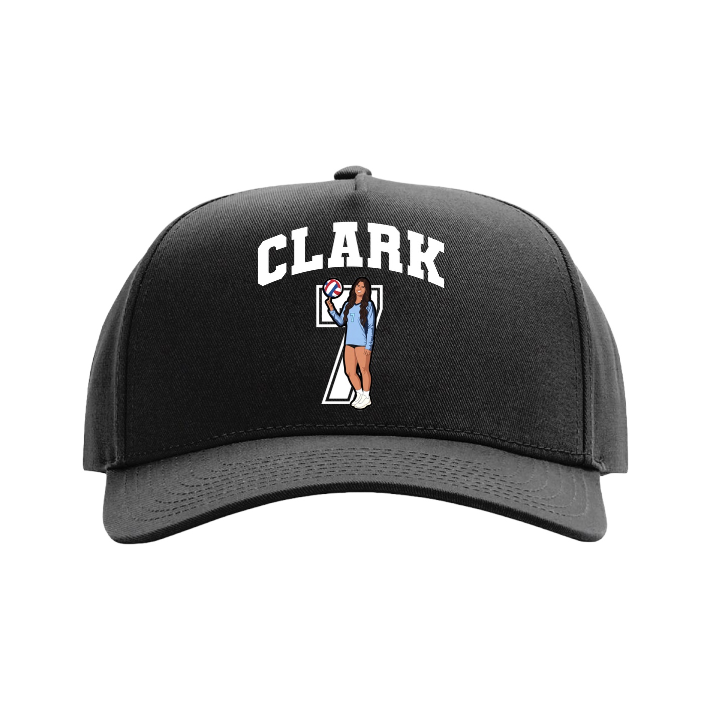 Full Fabric Five-Panel Champ Cap — Number in Black