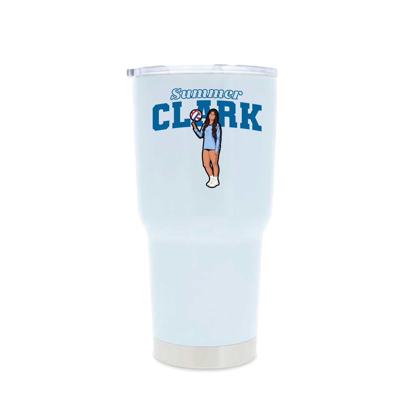 30oz Stainless Steel Tumbler — Name Arch in White