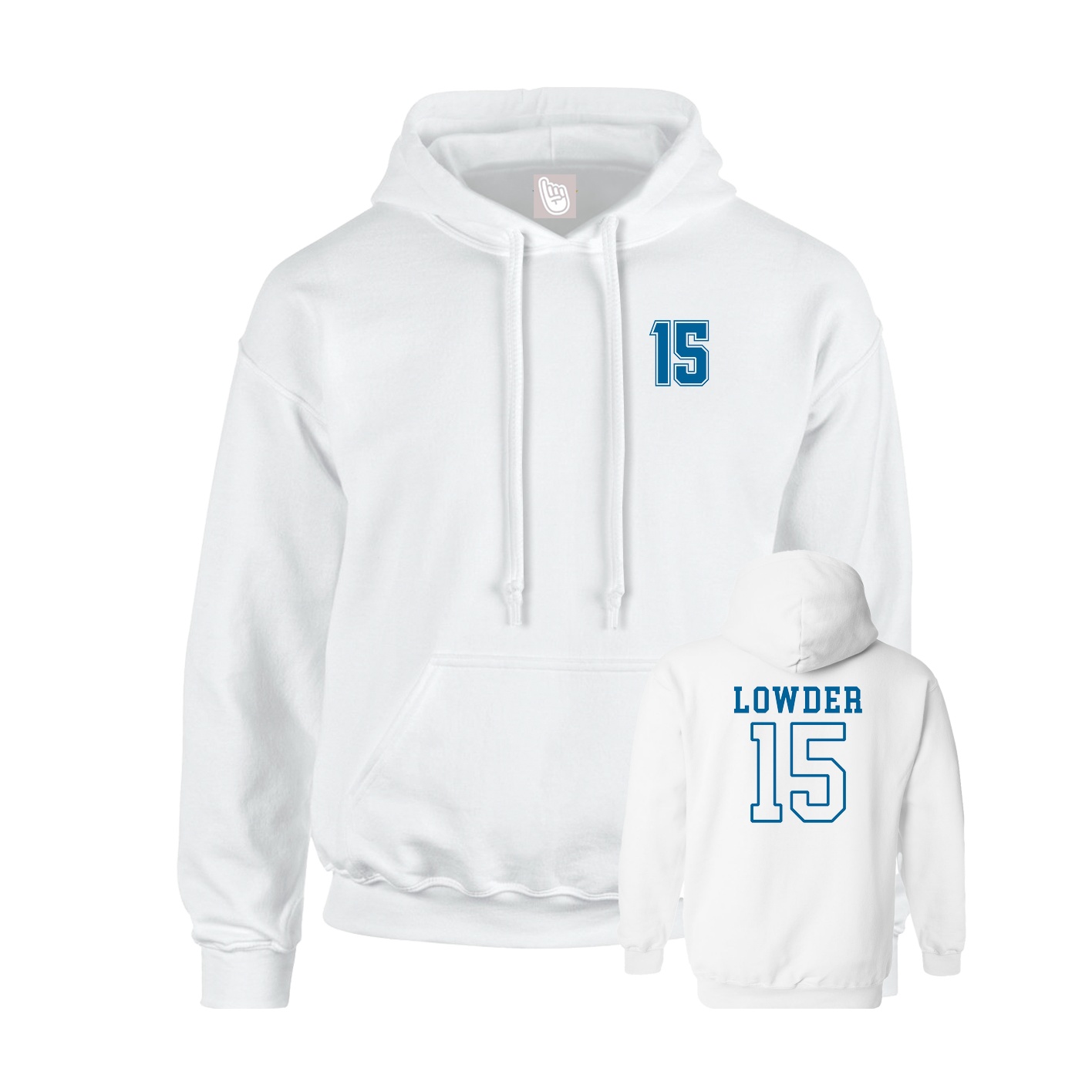 Youth Hoodie — Chest Back in White