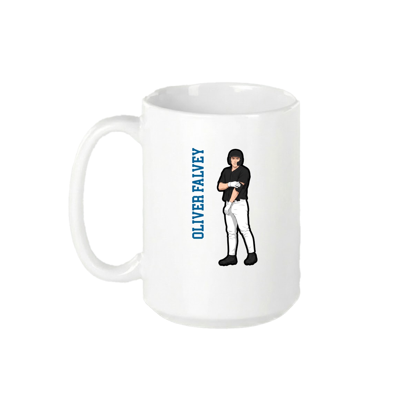 15oz Coffee Mug — Name Vertical in White