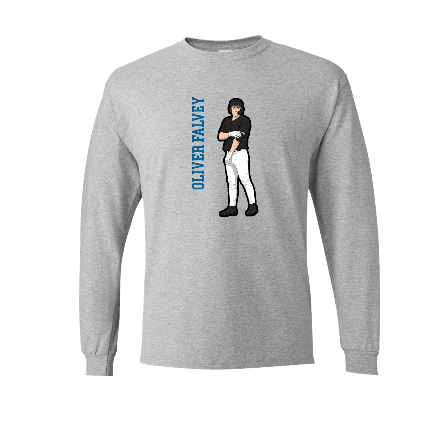 Long Sleeve Tee — Name Vertical in Grey